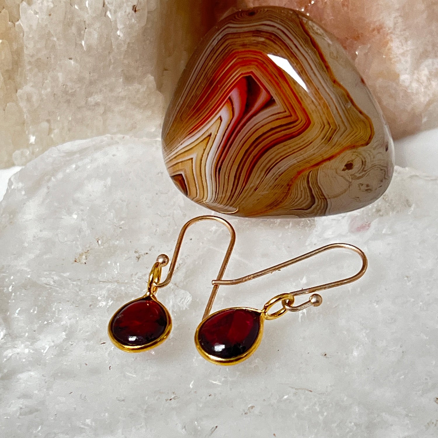 Julia Smooth Garnet Drop Earrings