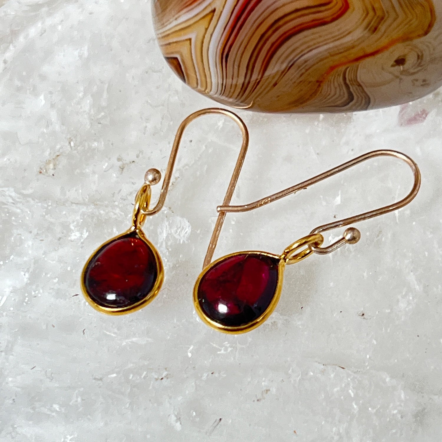 Julia Smooth Garnet Drop Earrings