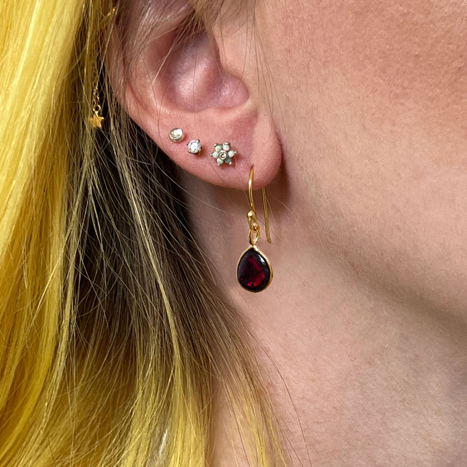 Julia Smooth Garnet Drop Earrings