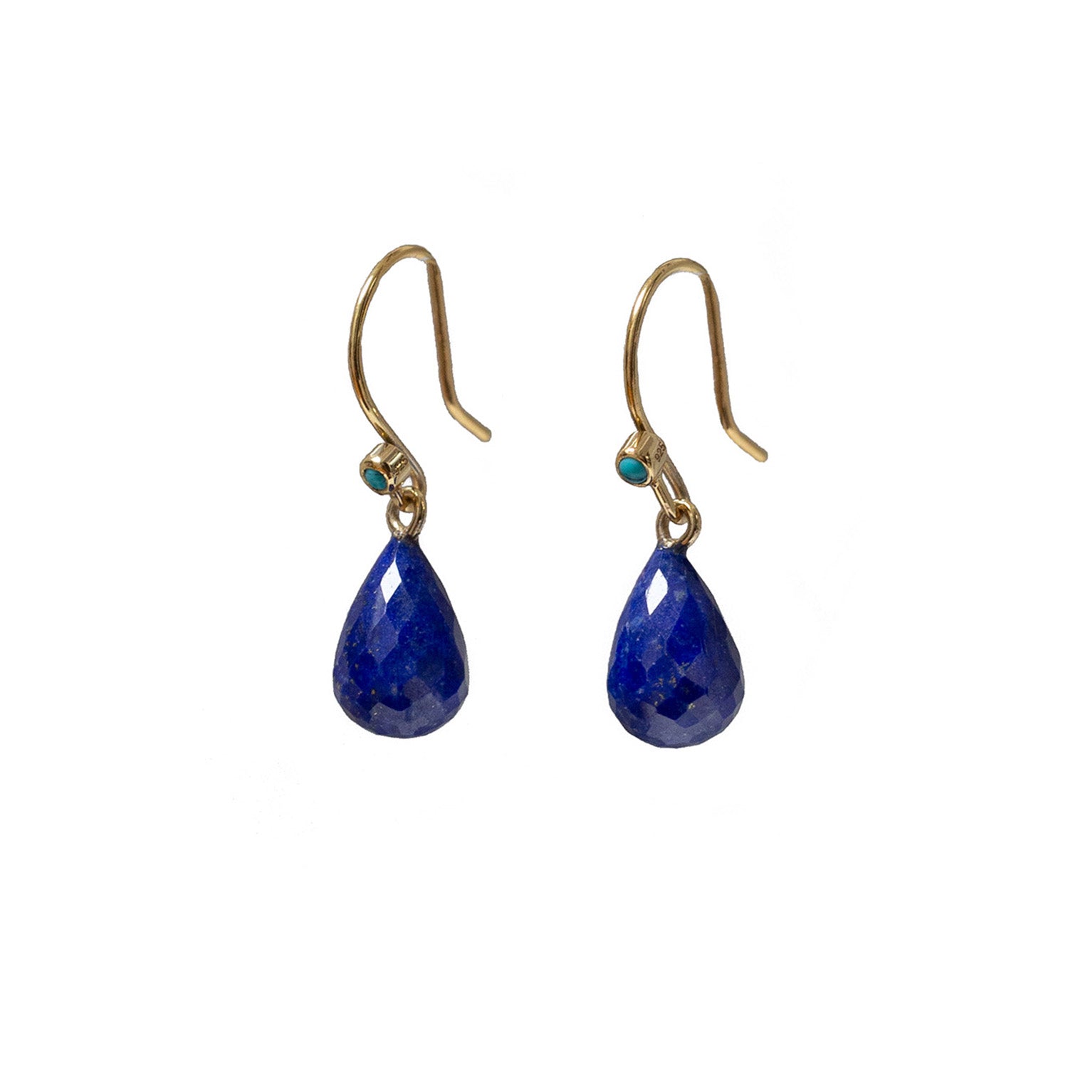 Lapis Drop With Turquoise Vermeil Hook