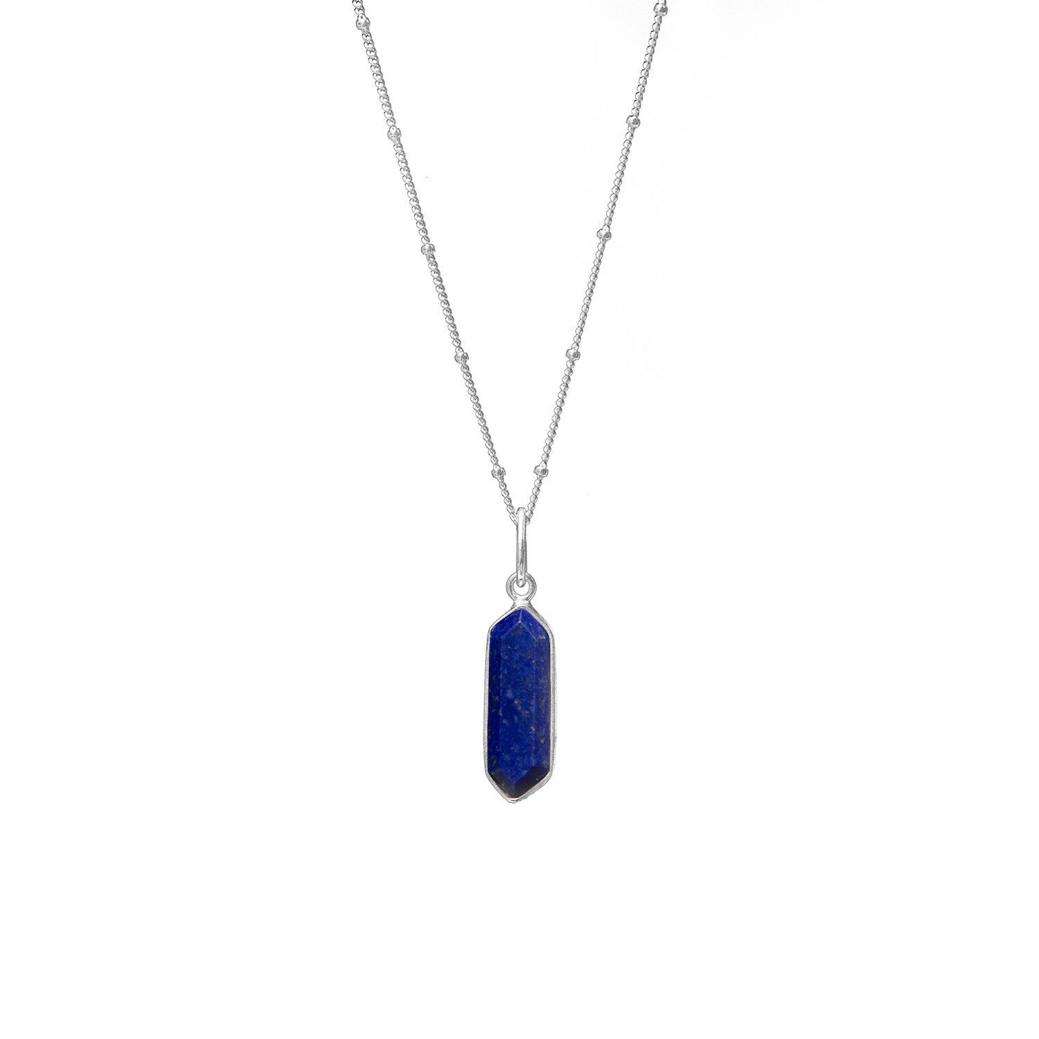 Geometric Lapis Pendant — Sterling Silver