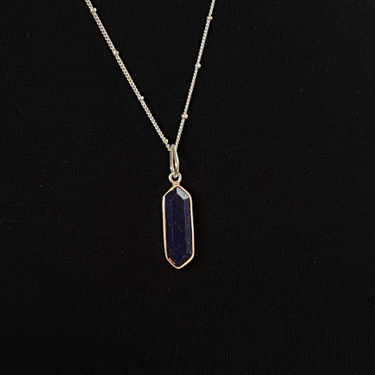 Geometric Lapis Pendant — Sterling Silver