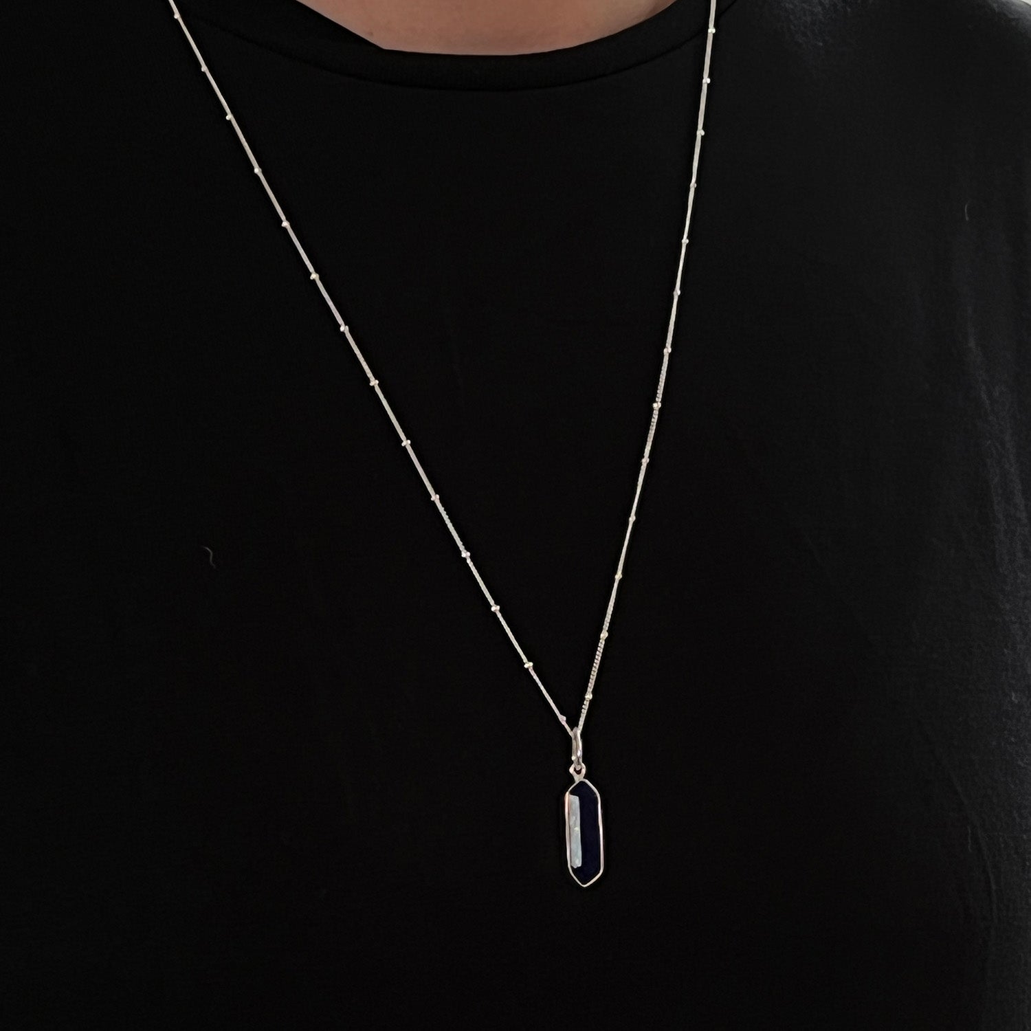 Geometric Lapis Pendant — Sterling Silver