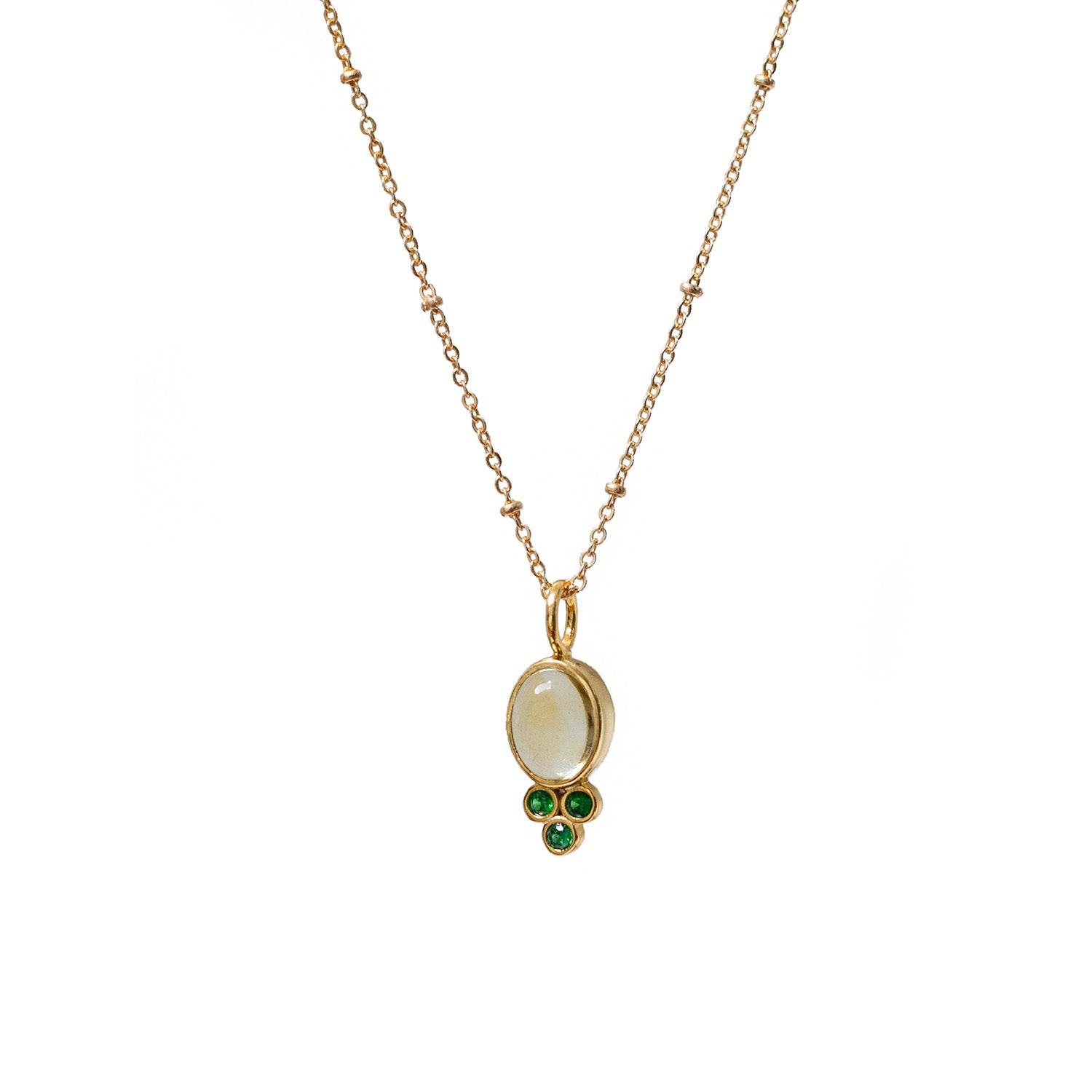 Lela Citrine & Green Zircon Necklace On Short Satellite Chain