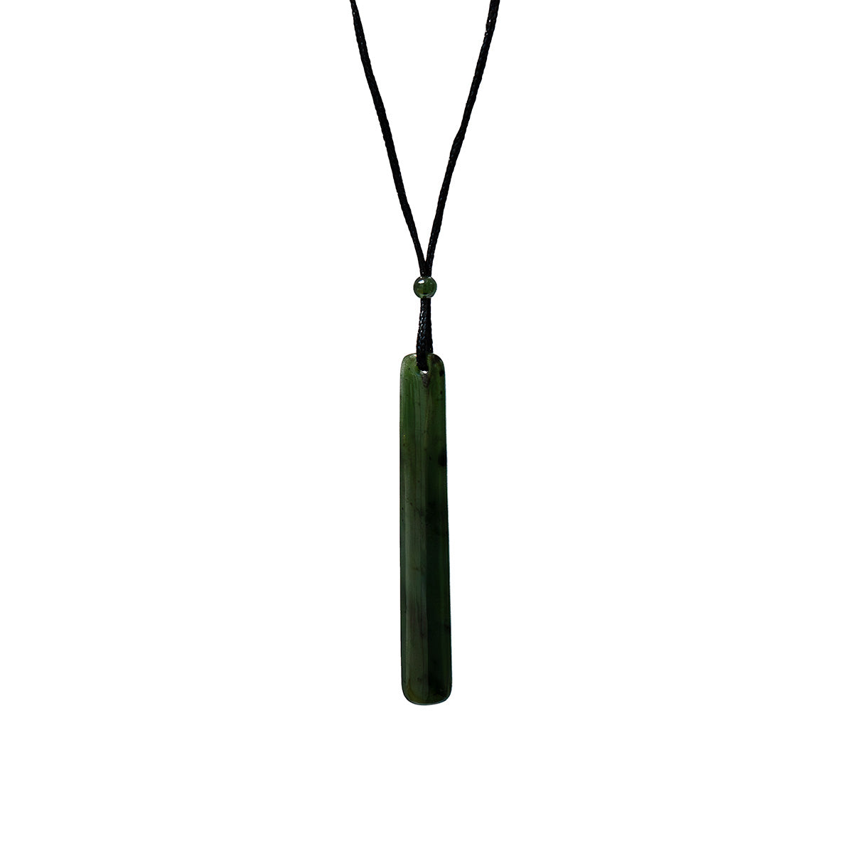 Long Jade Pendant — Adjustable Cord