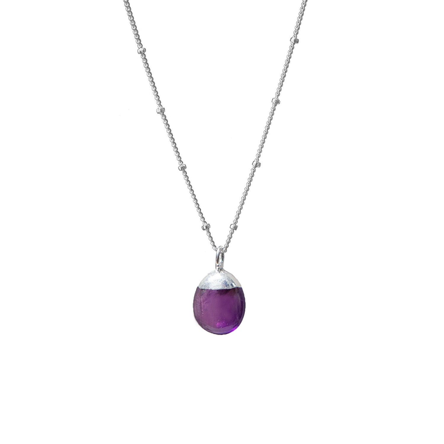 Mini Pebble Pendant Amethyst On Sterling Silver