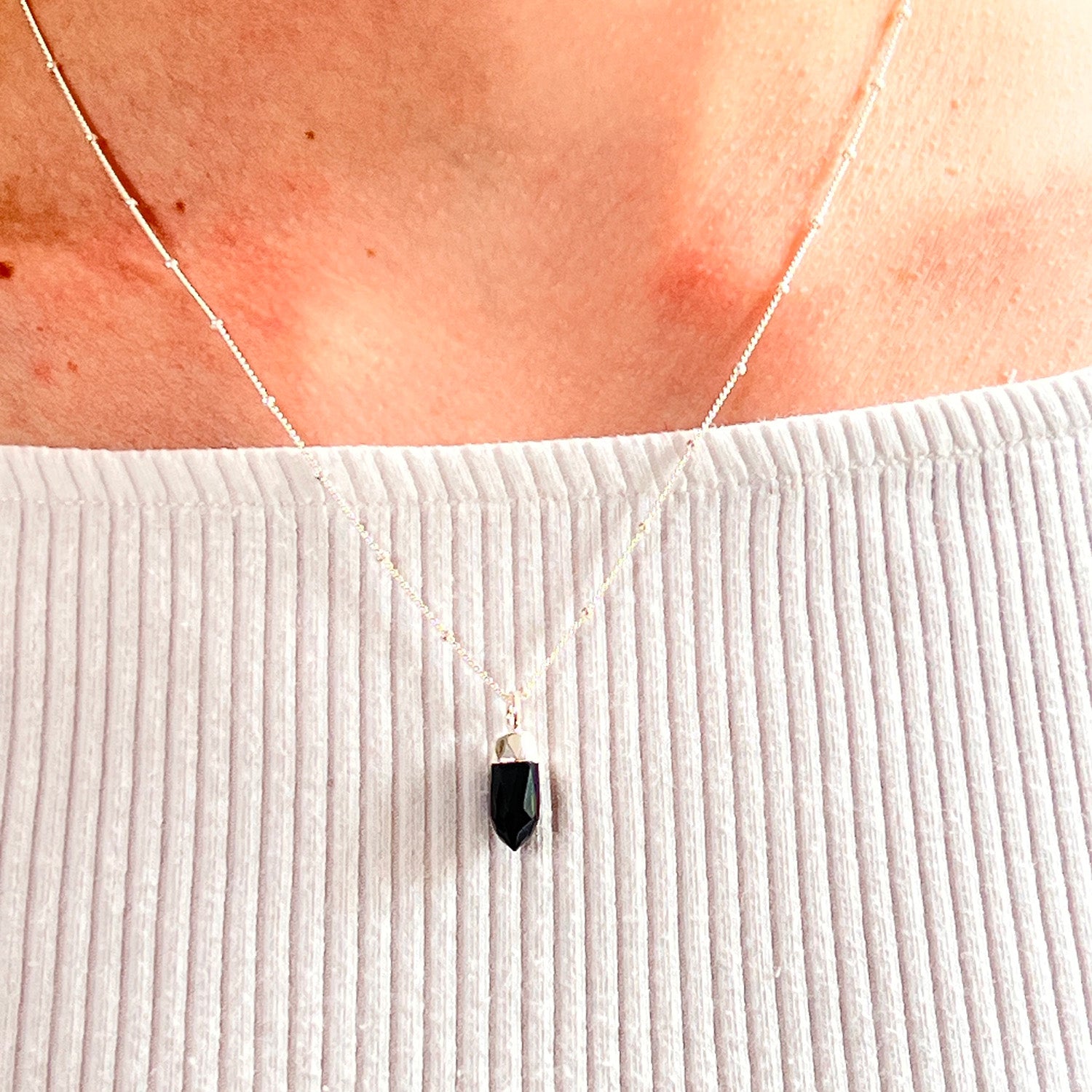 Mini Point Black Onyx Pendant On Sterling Silver