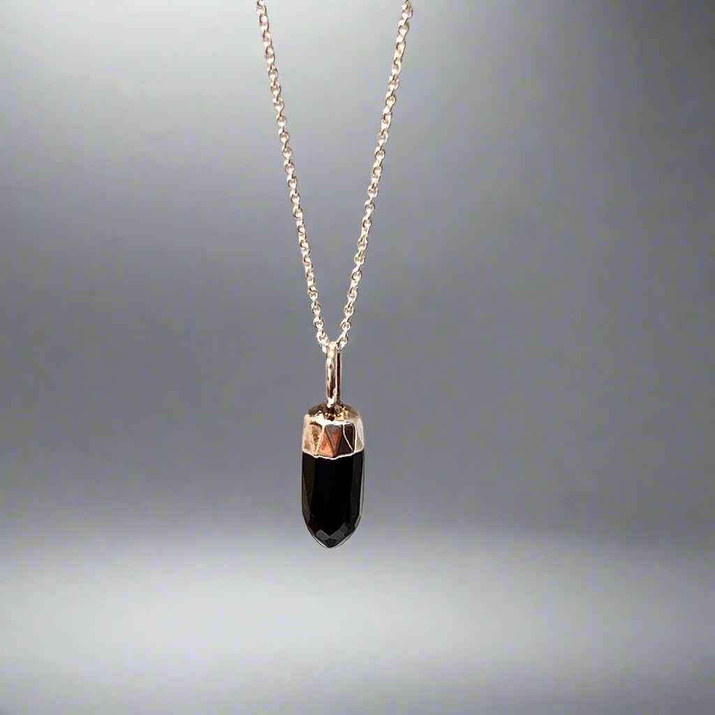 Mini Point Black Onyx Pendant On Sterling Silver