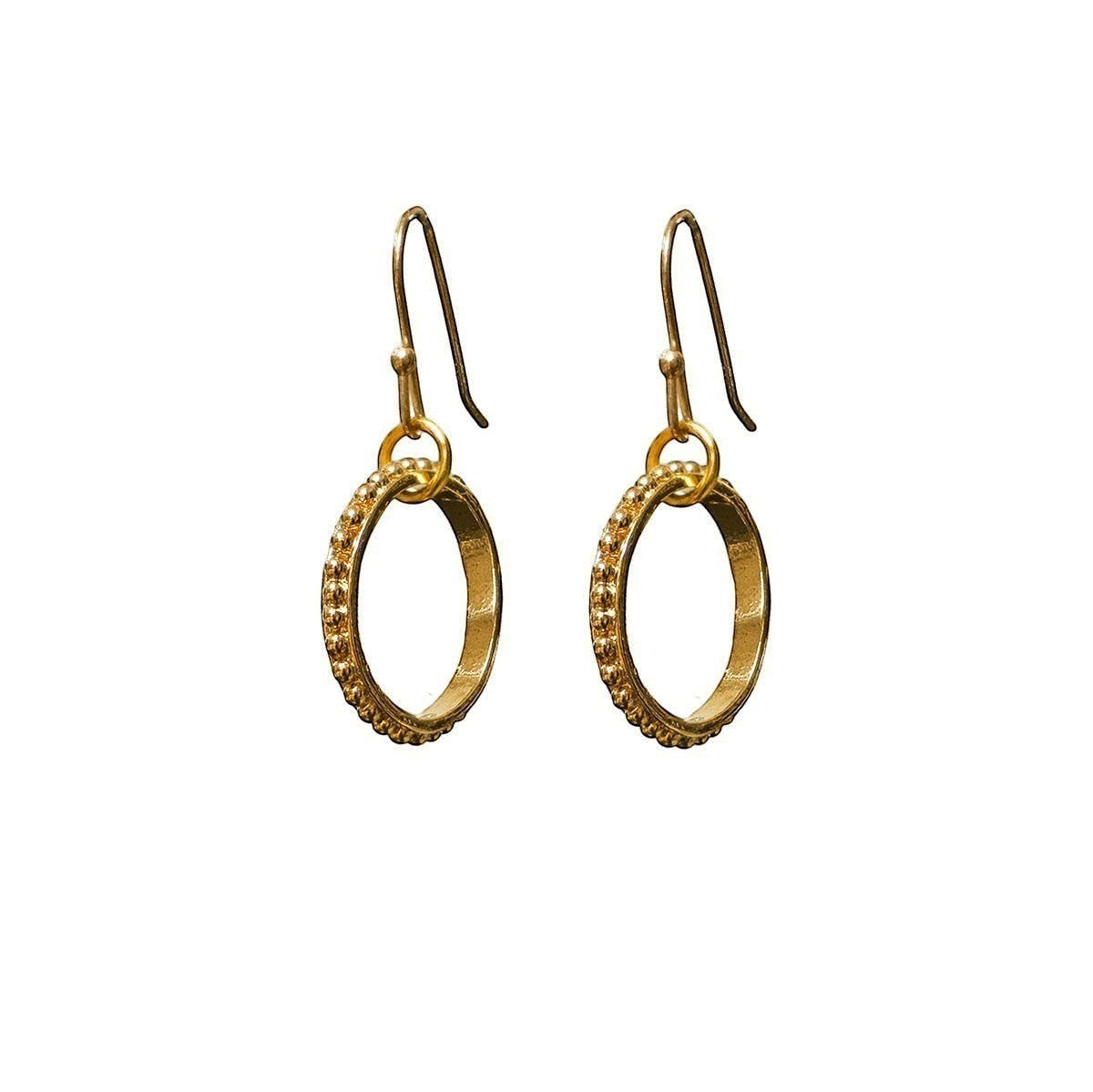 Mirabelle Jewellery gold plated brass beaded hoop earrings with silver hooks, 3.6cm x 2cm.