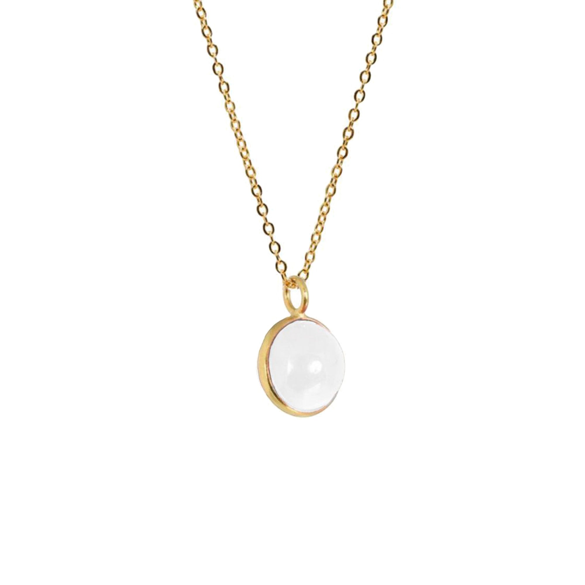 Mirabelle Jewellery gold-plated brass chain with a clear rock crystal ball pendant, 1.2cm, for clarity and harmony.