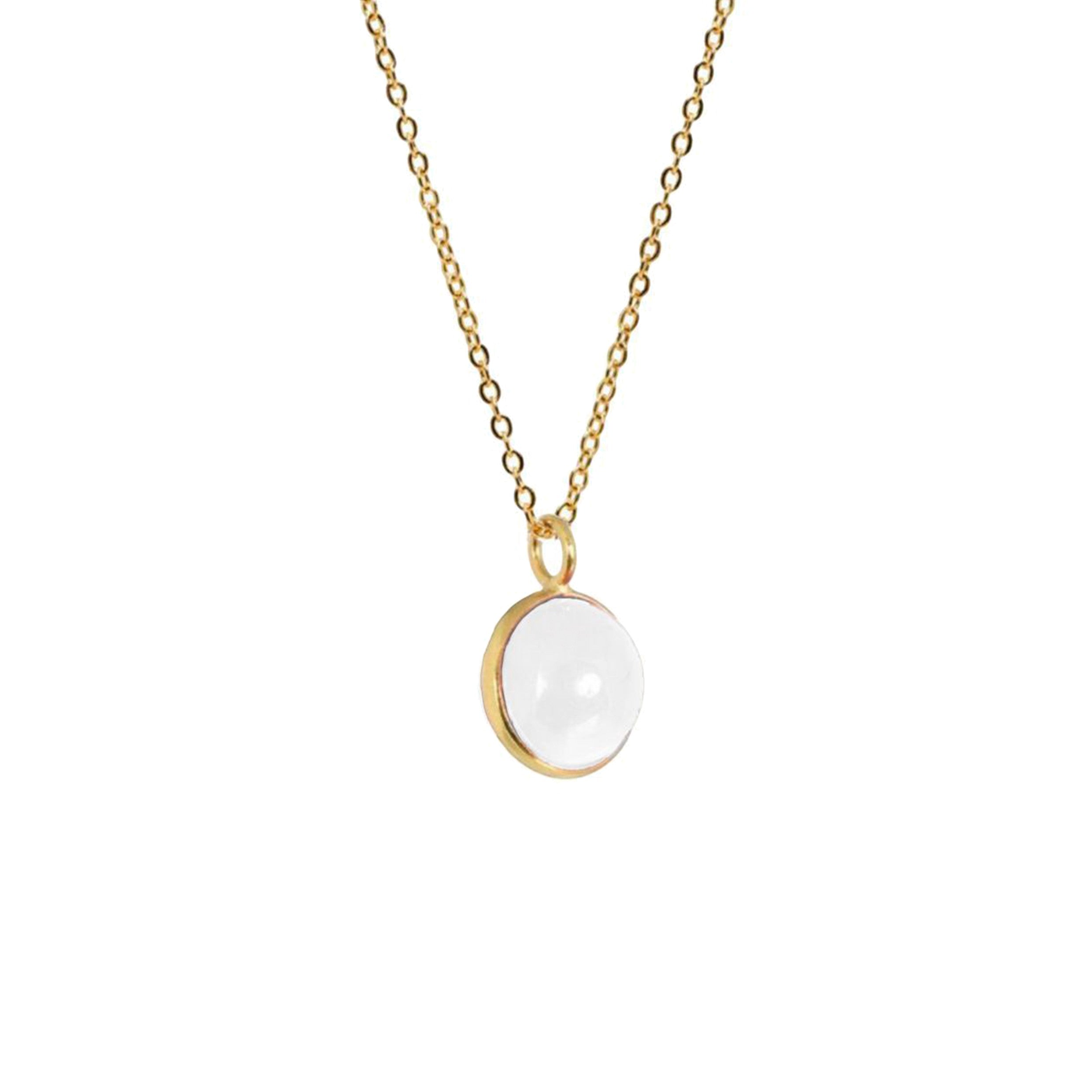 Mirabelle Jewellery gold-plated brass chain with a clear rock crystal ball pendant, 1.2cm, for clarity and harmony.