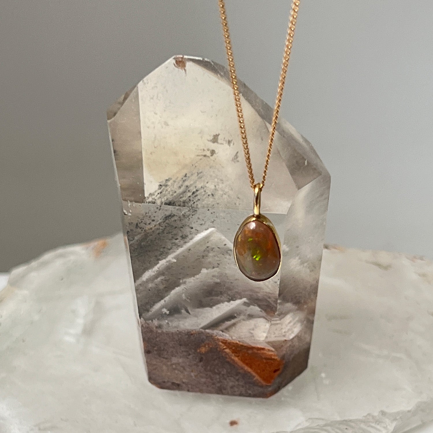 Unique Vermeil Oval Opal Pendant from Ethiopia