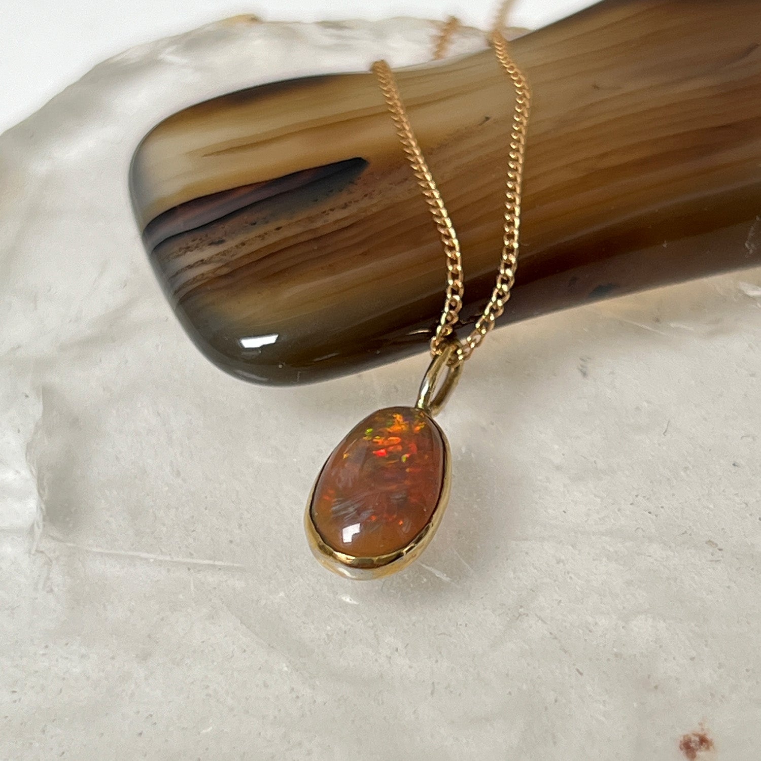 Unique Vermeil Oval Opal Pendant from Ethiopia