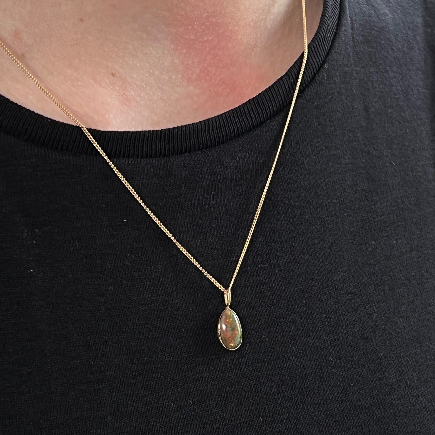 Unique Vermeil Oval Opal Pendant from Ethiopia