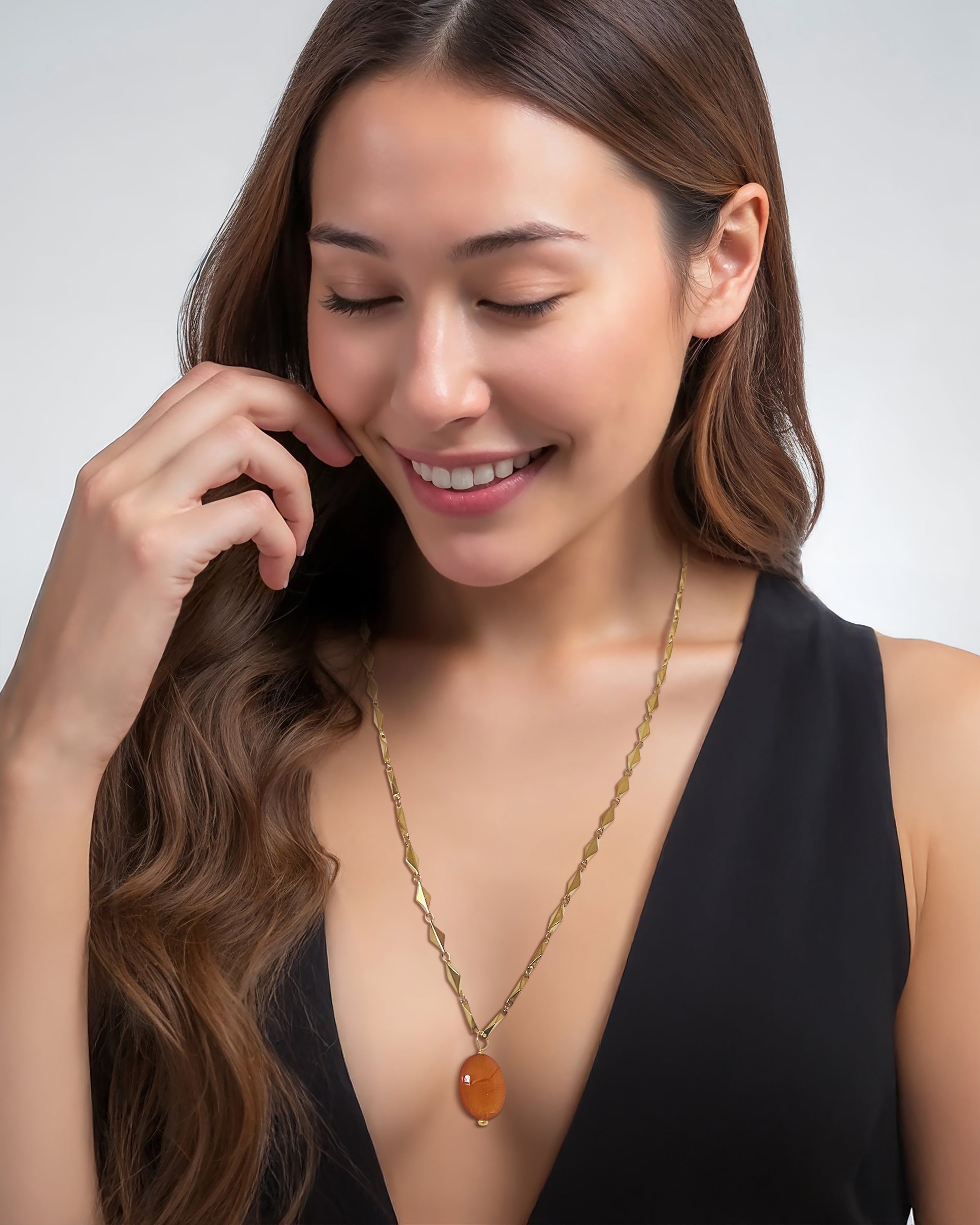 Paola Chain With Earthy Orange Agate