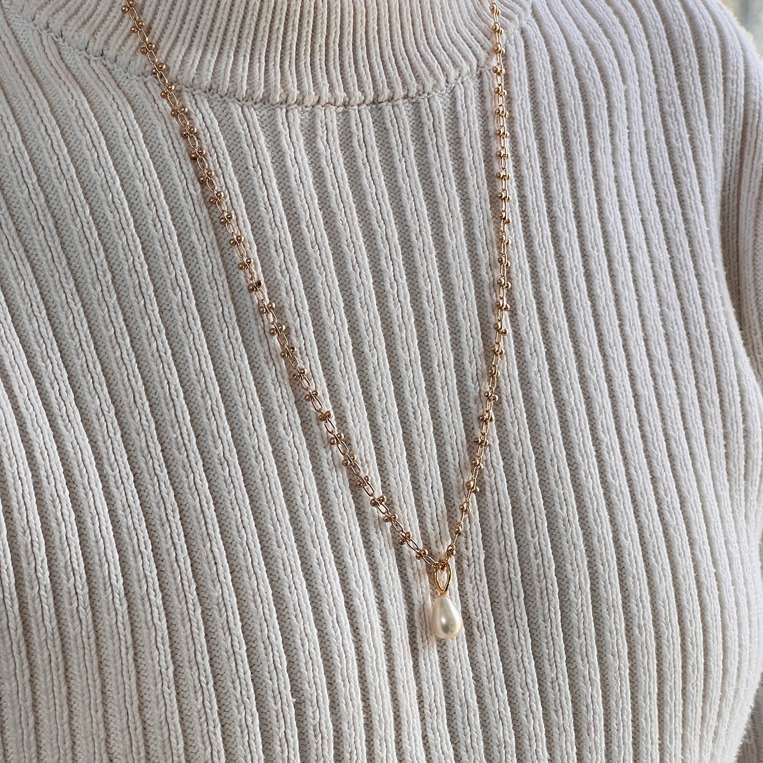 Freshwater Pearl Pendant On Long Freshwater Pearl Rosary