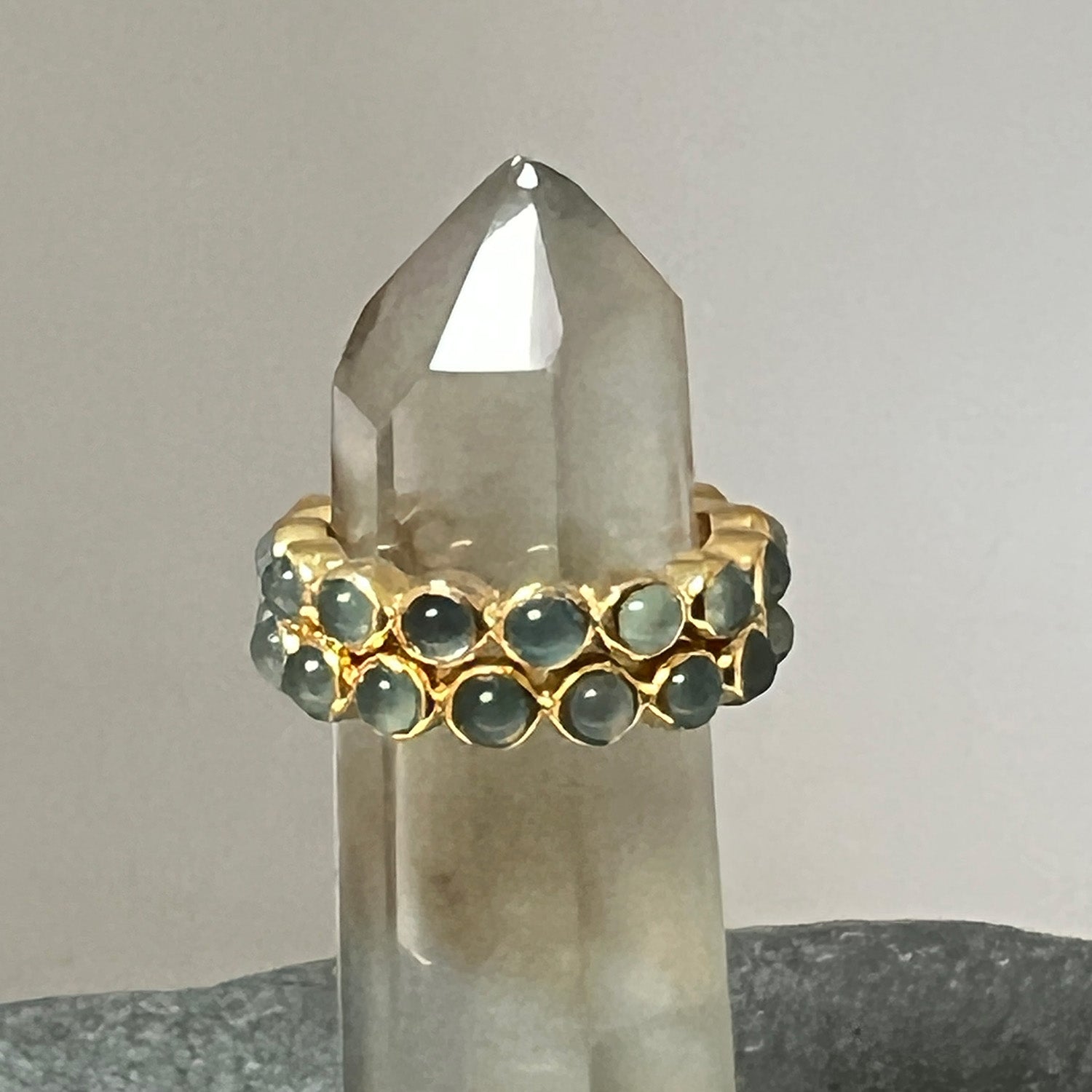 Eternity Aqua Chalcedony Cabochon Vermeil Ring