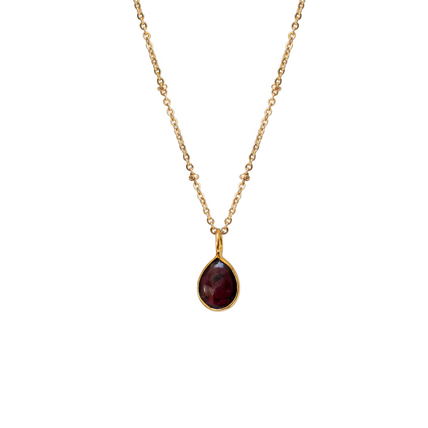 Julia Smooth Garnet Drop on Short Satellite Chain