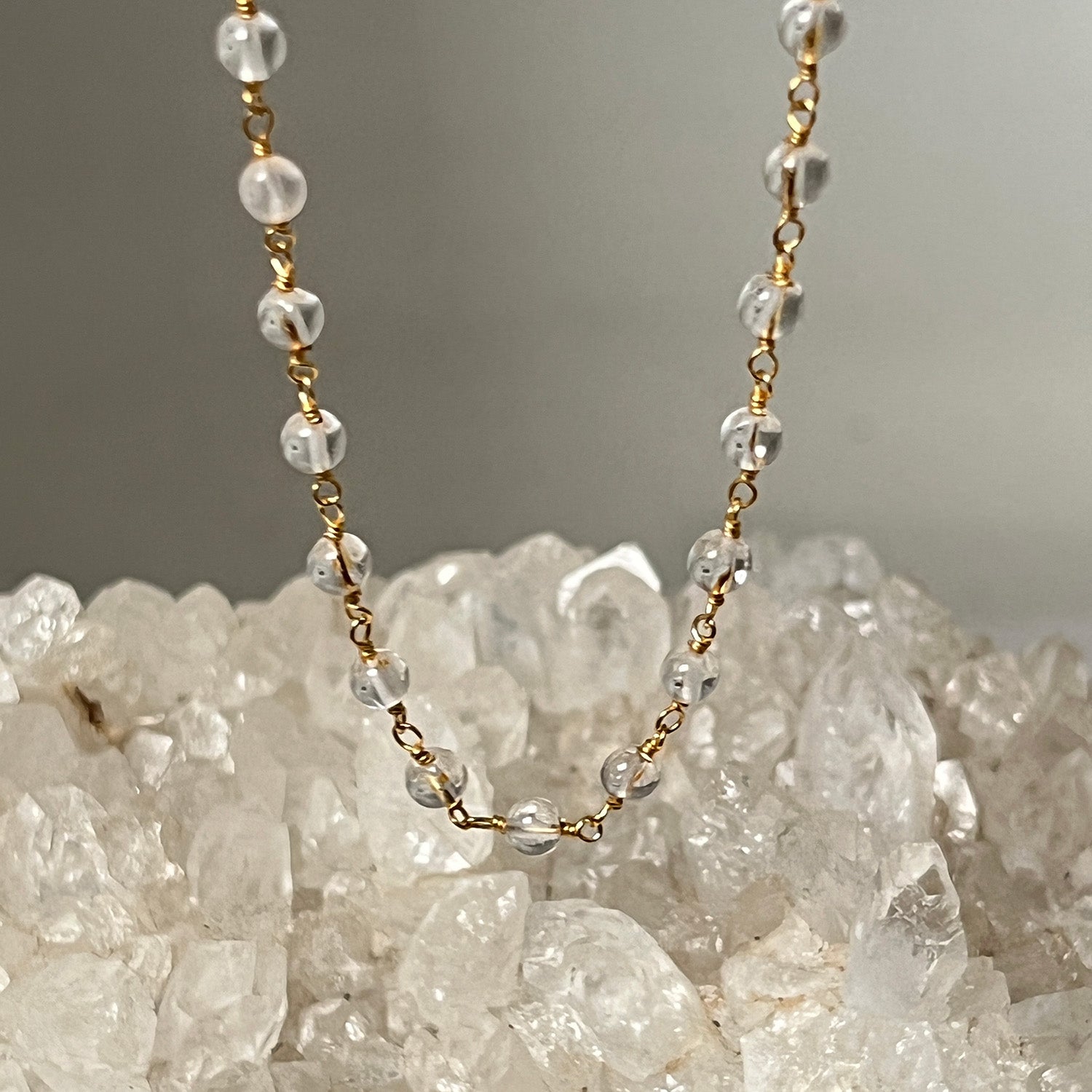 Rock Crystal Round Stone Rosary