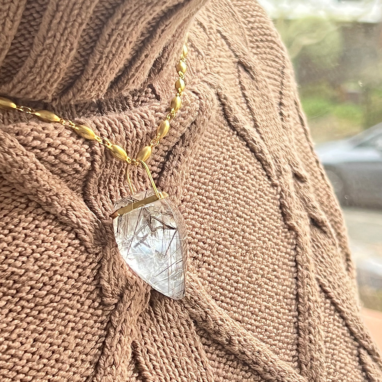 Unique Convex Rutilated Quartz On Long Pepin Chain