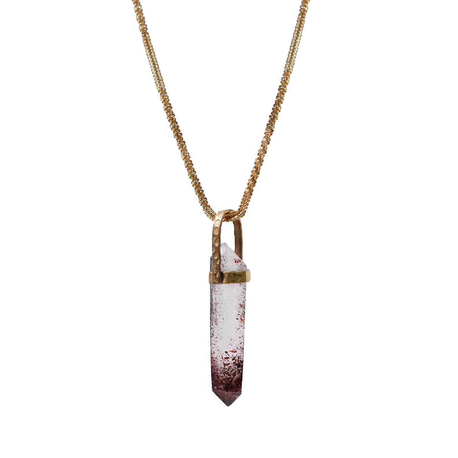 Double Point Harlequin Quartz On Long Chaton Chain