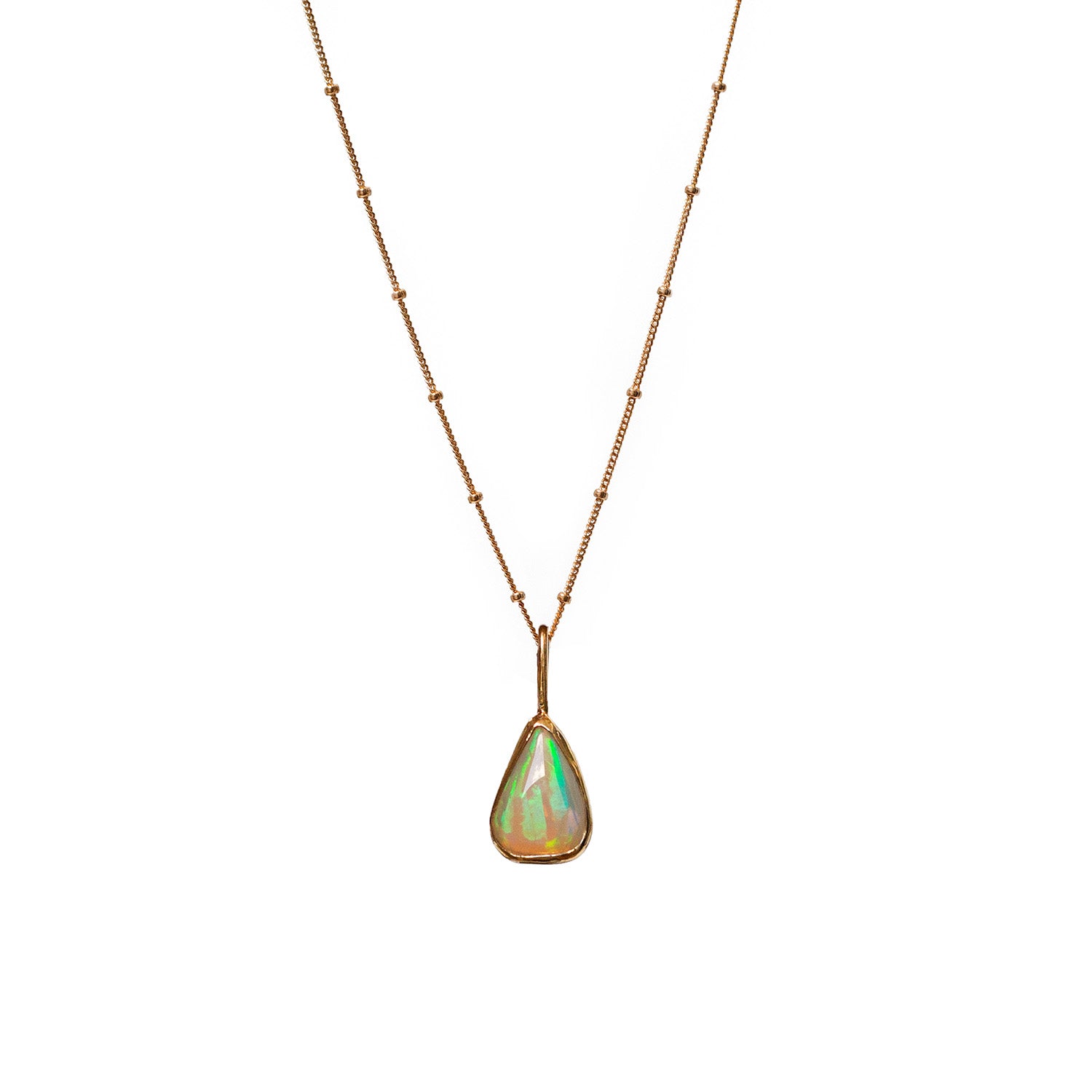 Unique Opal Power Triangle from Ethiopia on Gold Filled Satellite Chain