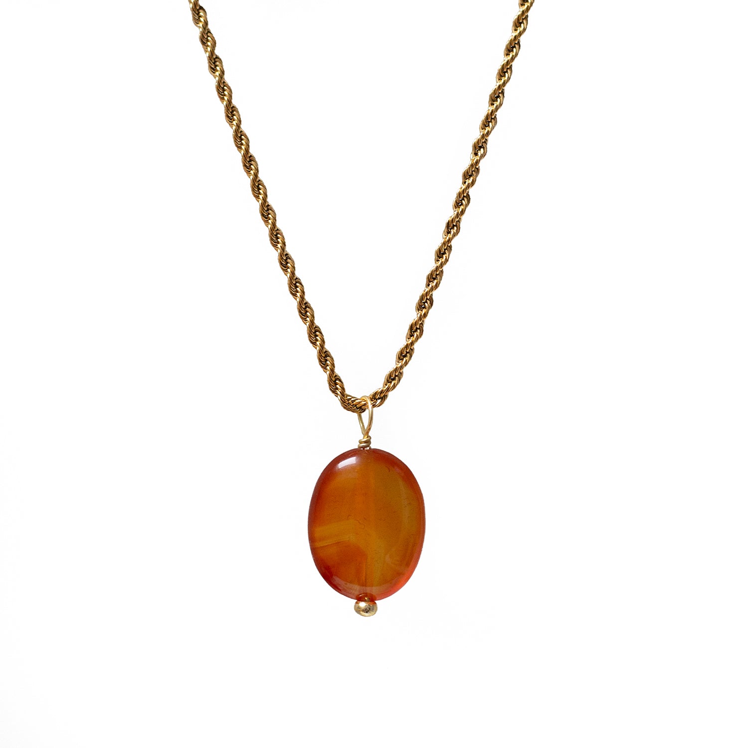 Vintage Style Rope Chain With Earthy Orange Agate