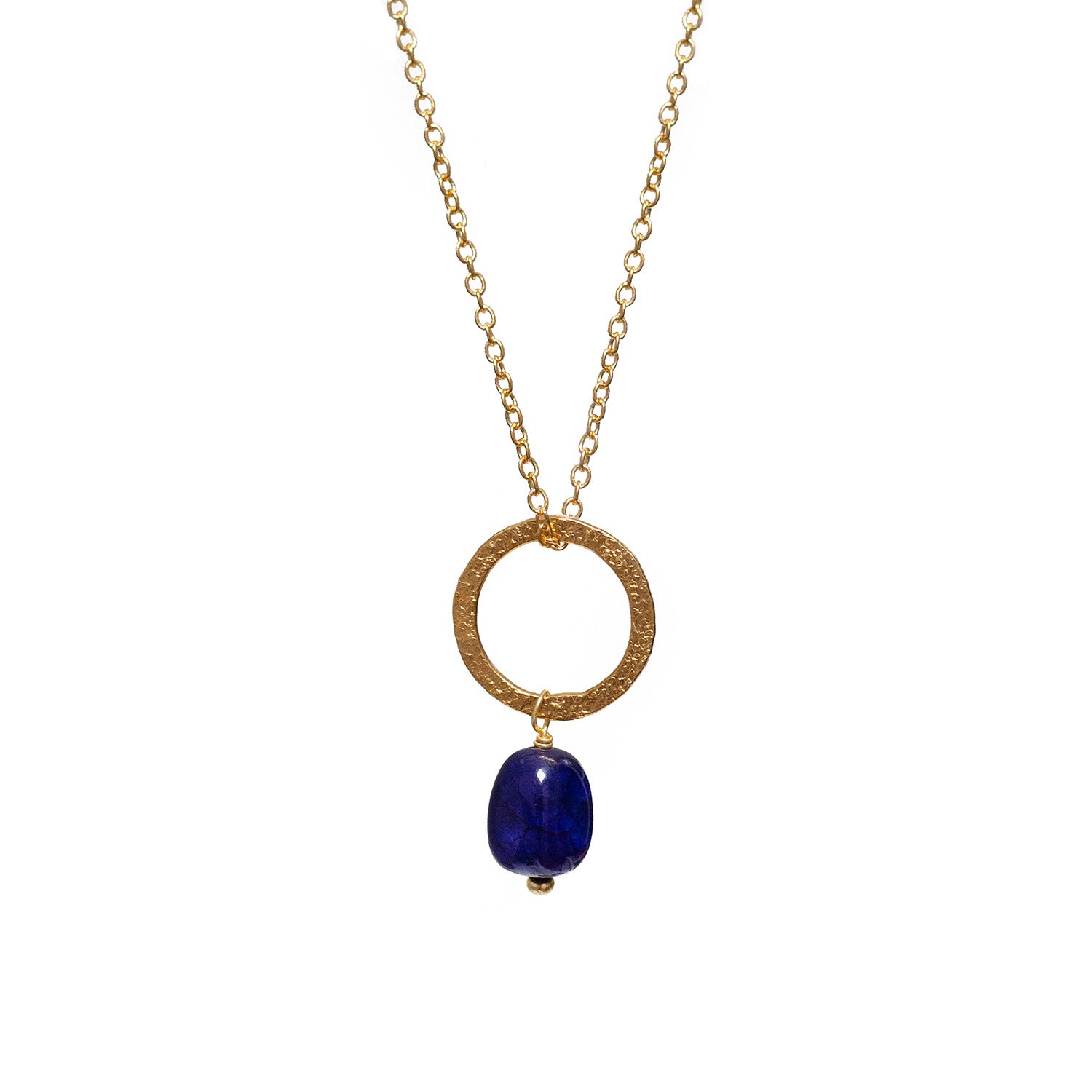 Taya Pendant With Blue Quartz On Long Simple Chain