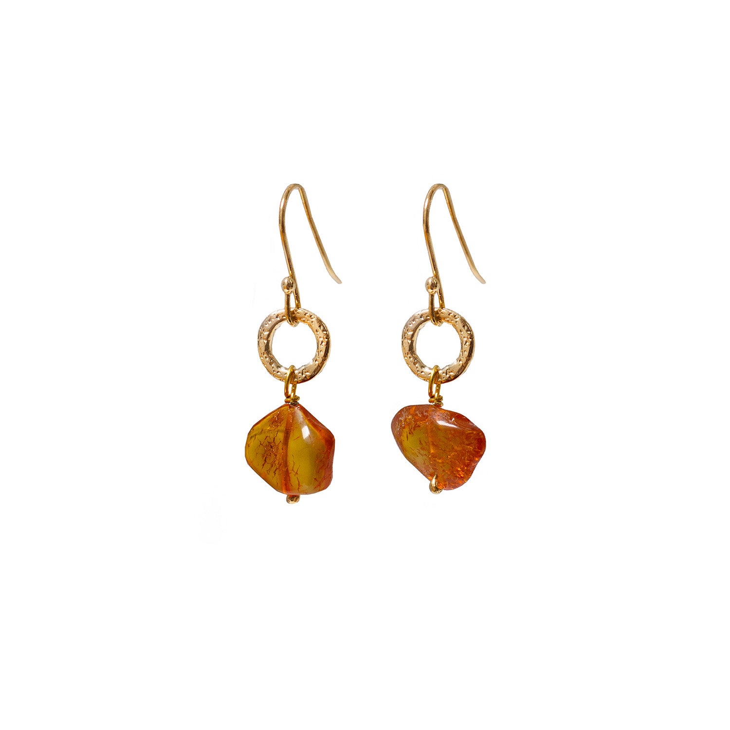 Gita Earrings With Amber Freeform Pebble