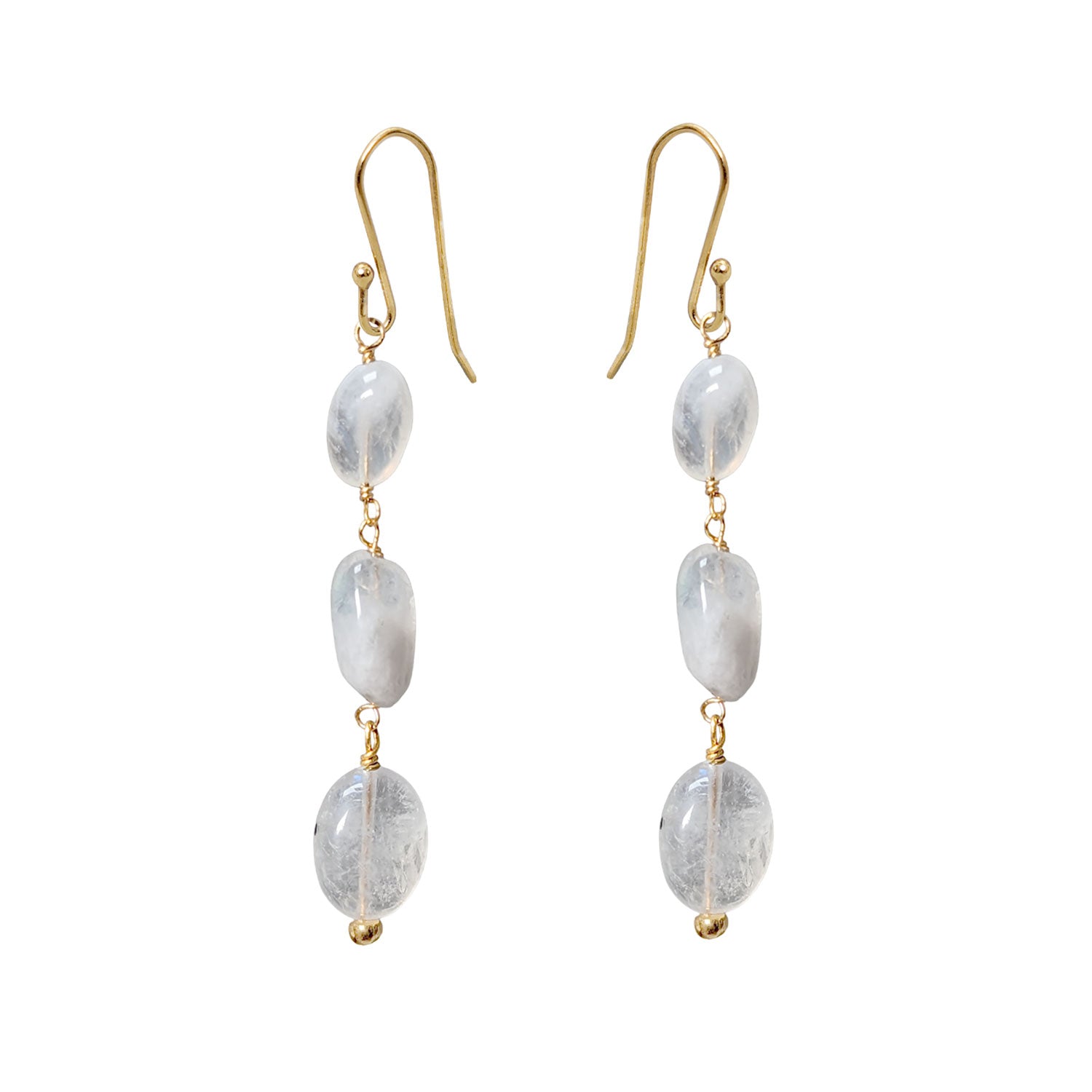 3 Stone Moonstone Earrings