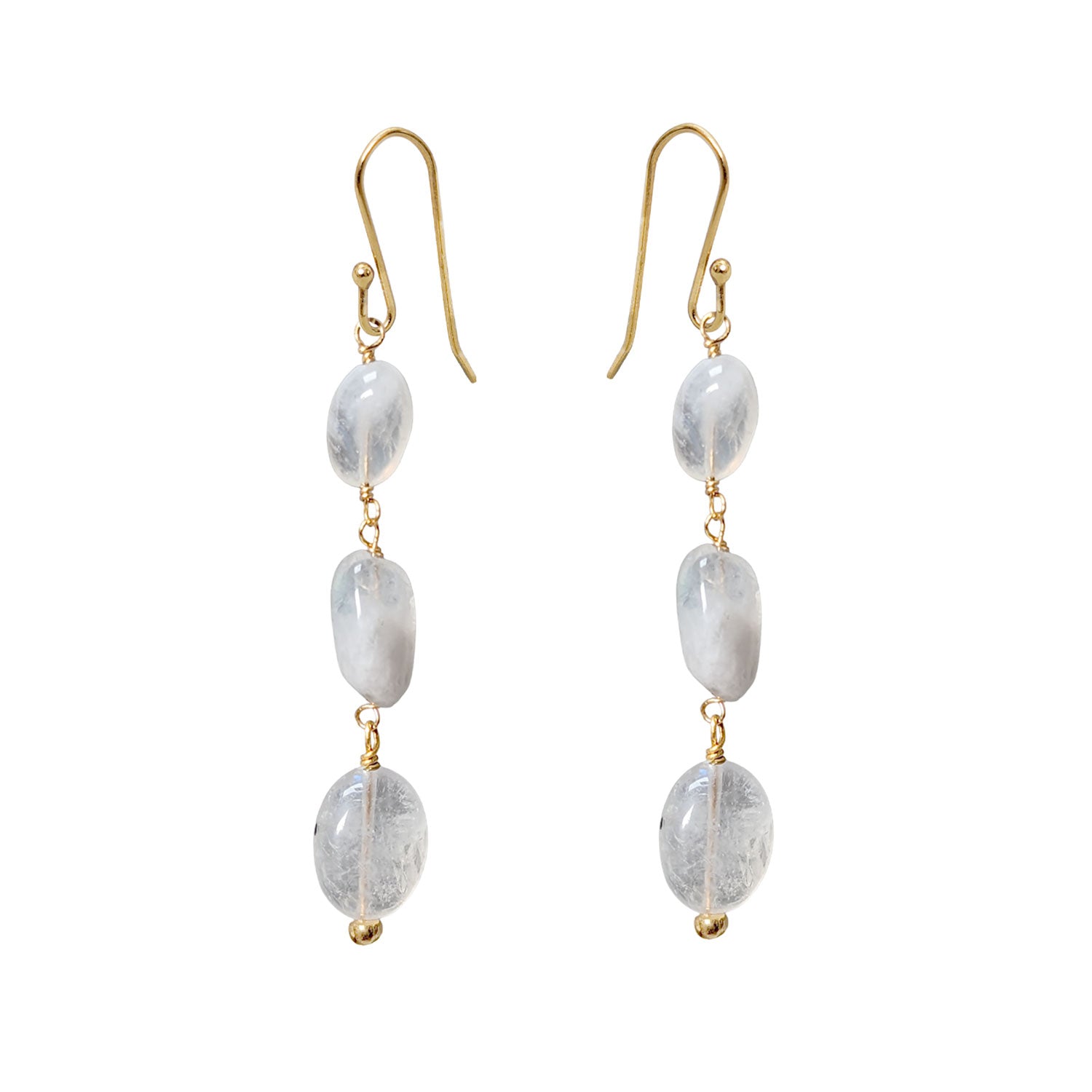 3 Stone Moonstone  Earrings