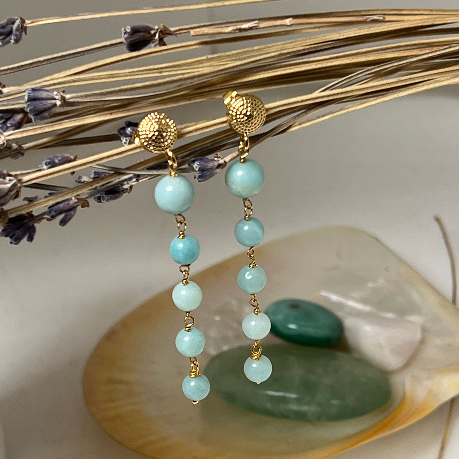 Talia 5 stone Amazonite earrings