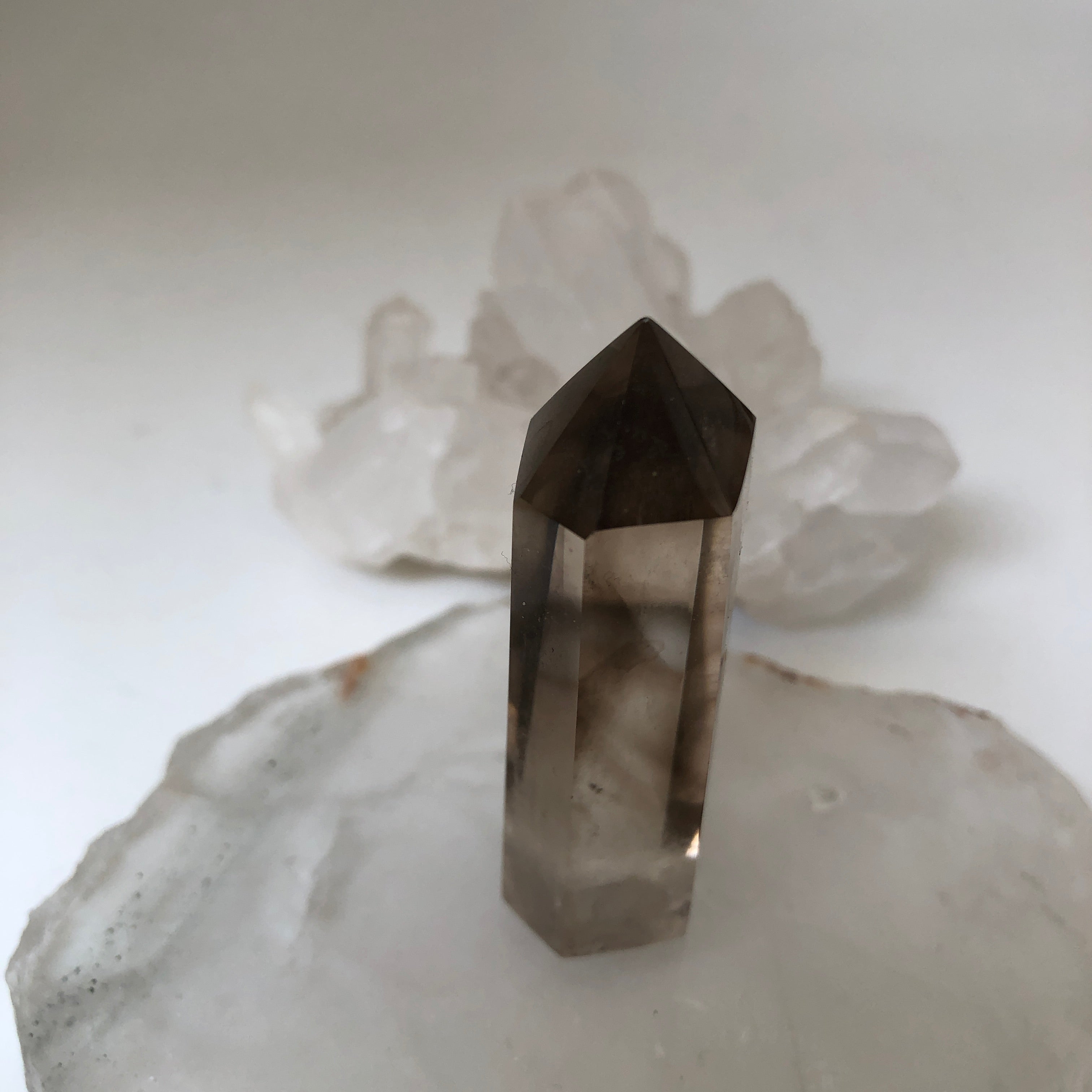 Smokey Quartz Crystal point with phantom formation