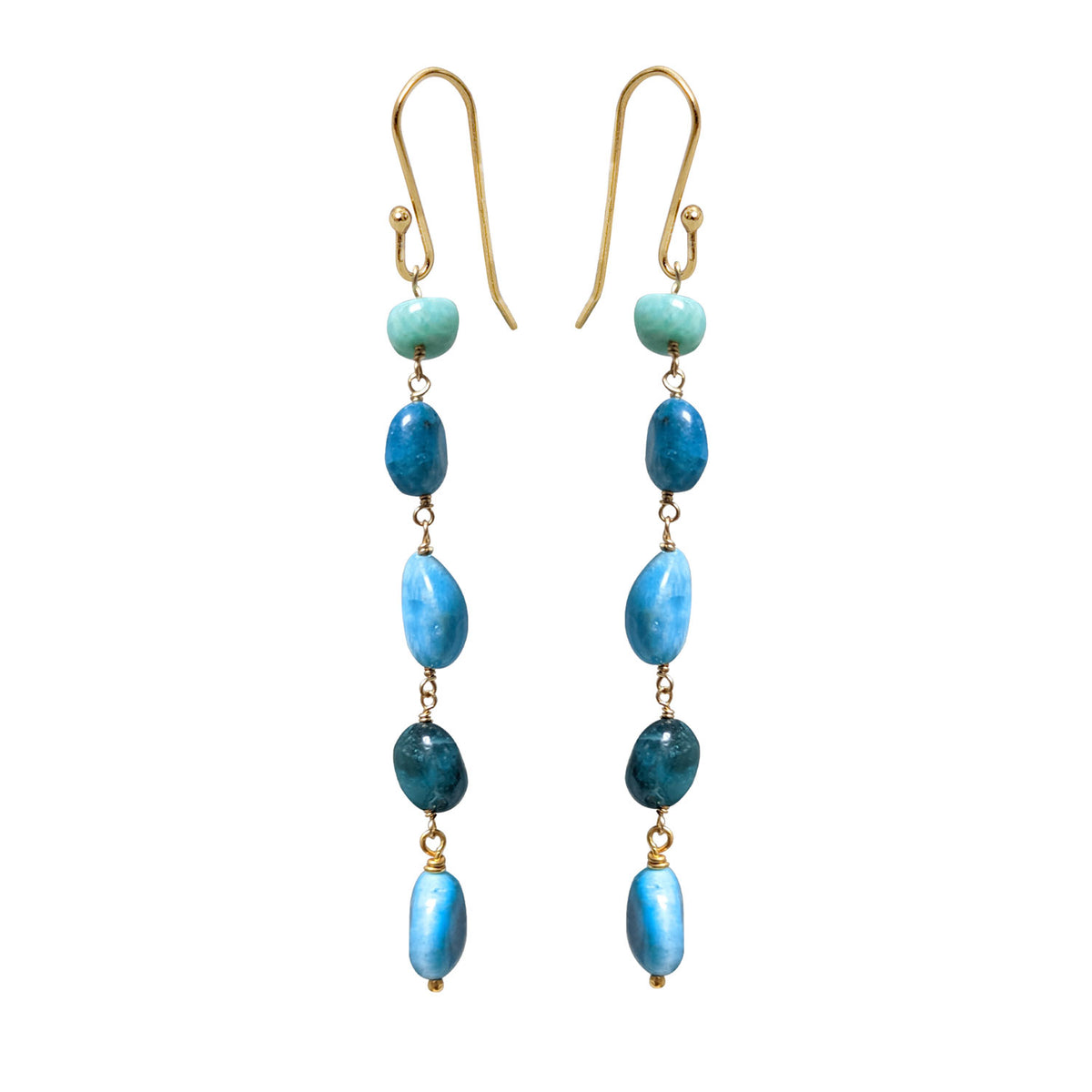 5 Stone Apatite & Amazonite Earrings