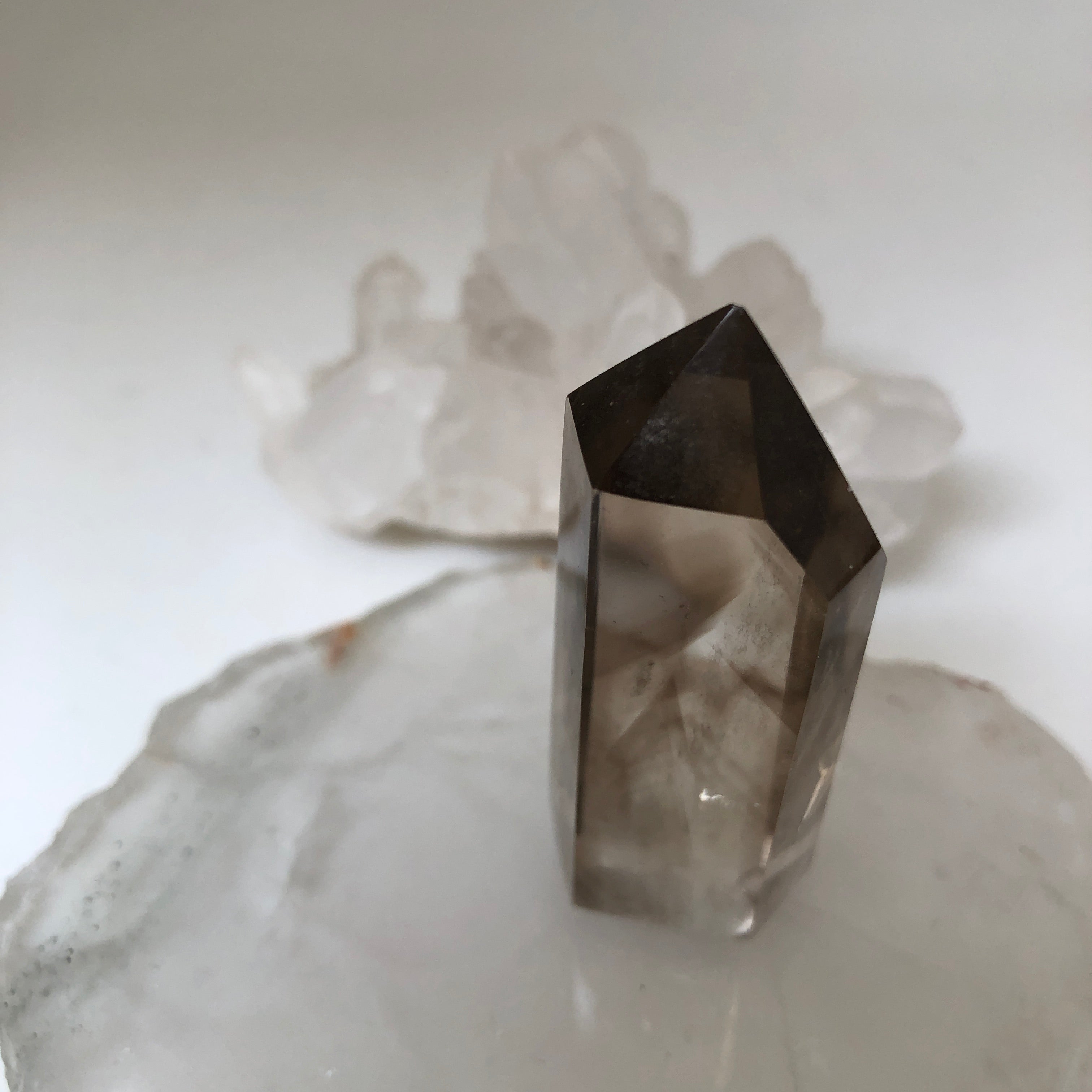 Smokey Quartz Crystal point with phantom formation
