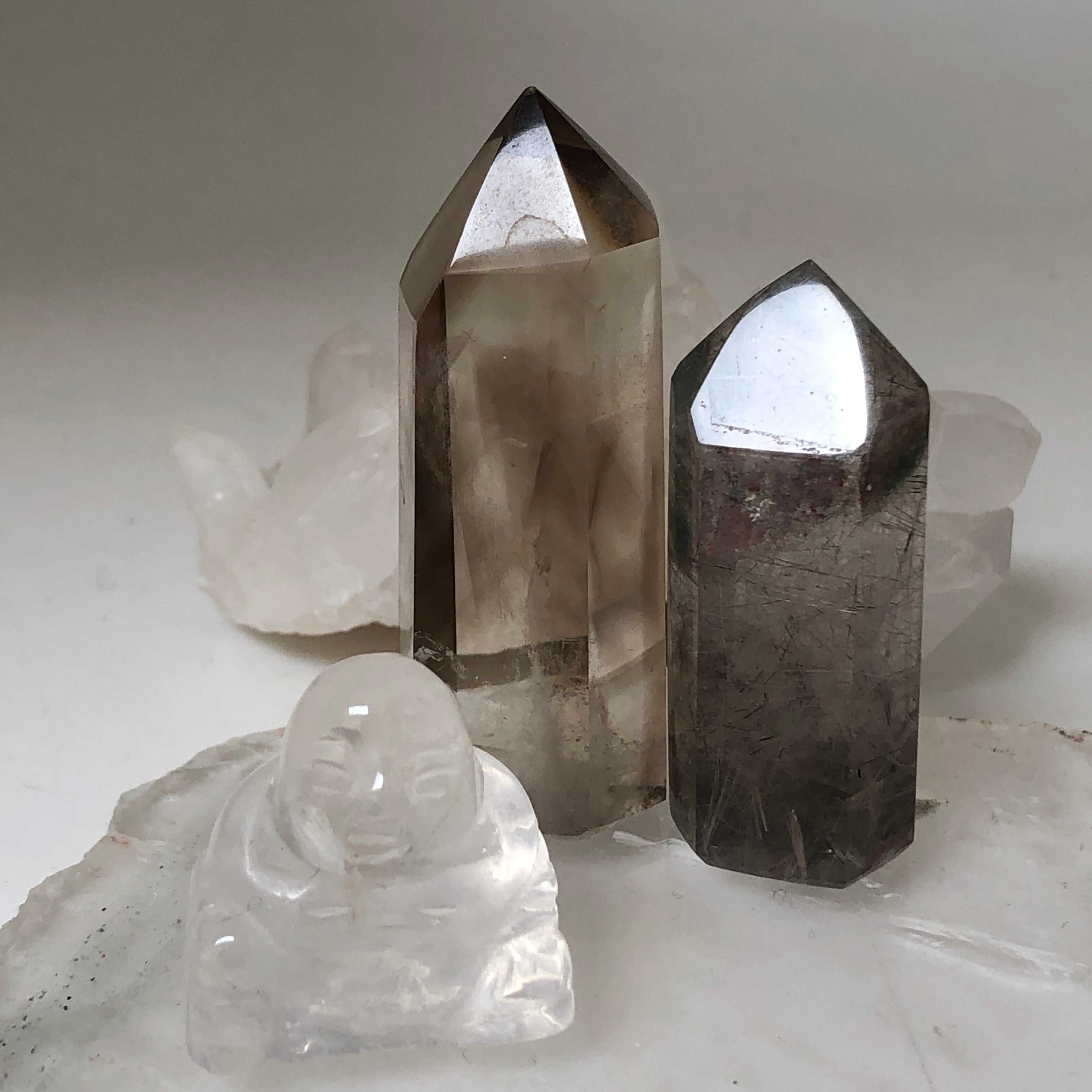 Smokey Quartz Crystal point with phantom formation