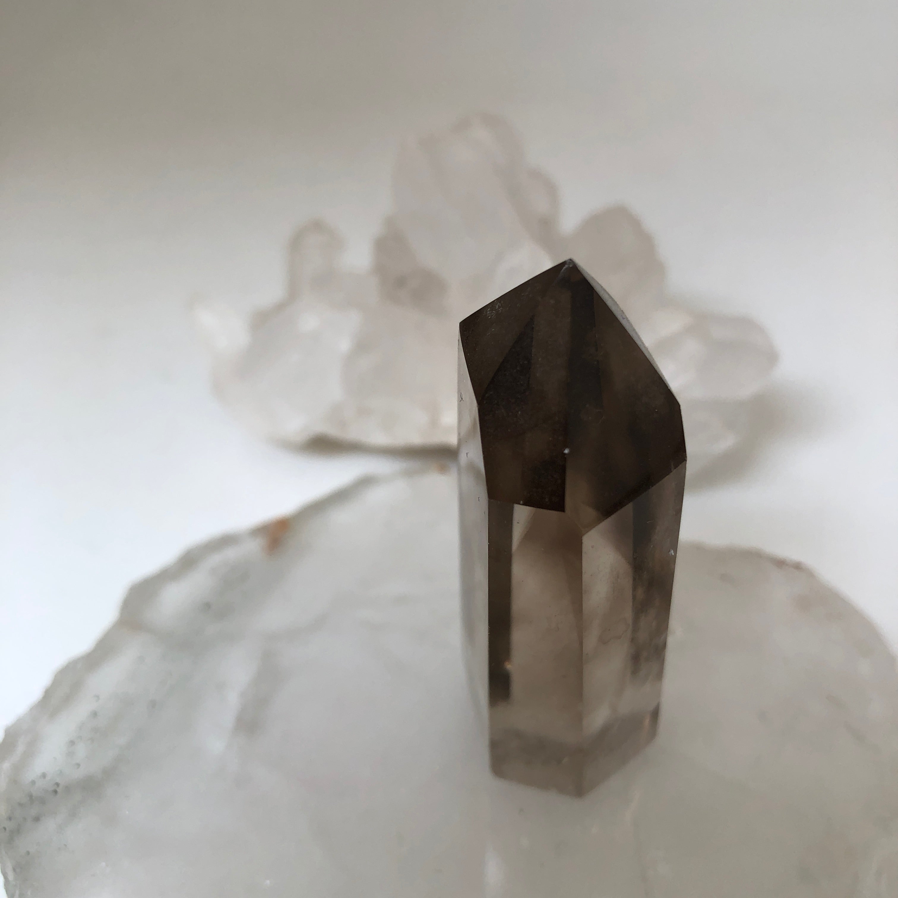 Smokey Quartz Crystal point with phantom formation
