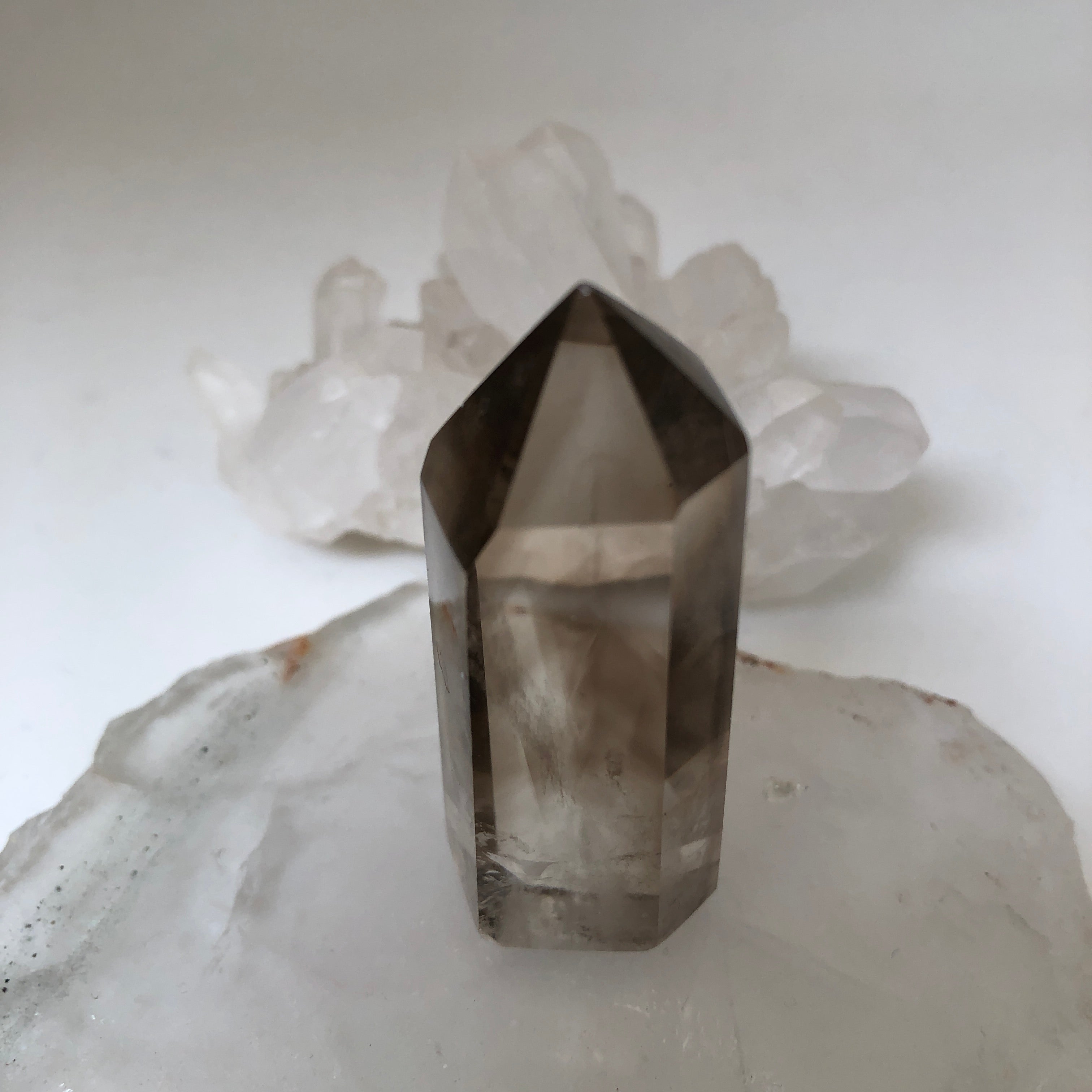 Smokey Quartz Crystal point with phantom formation