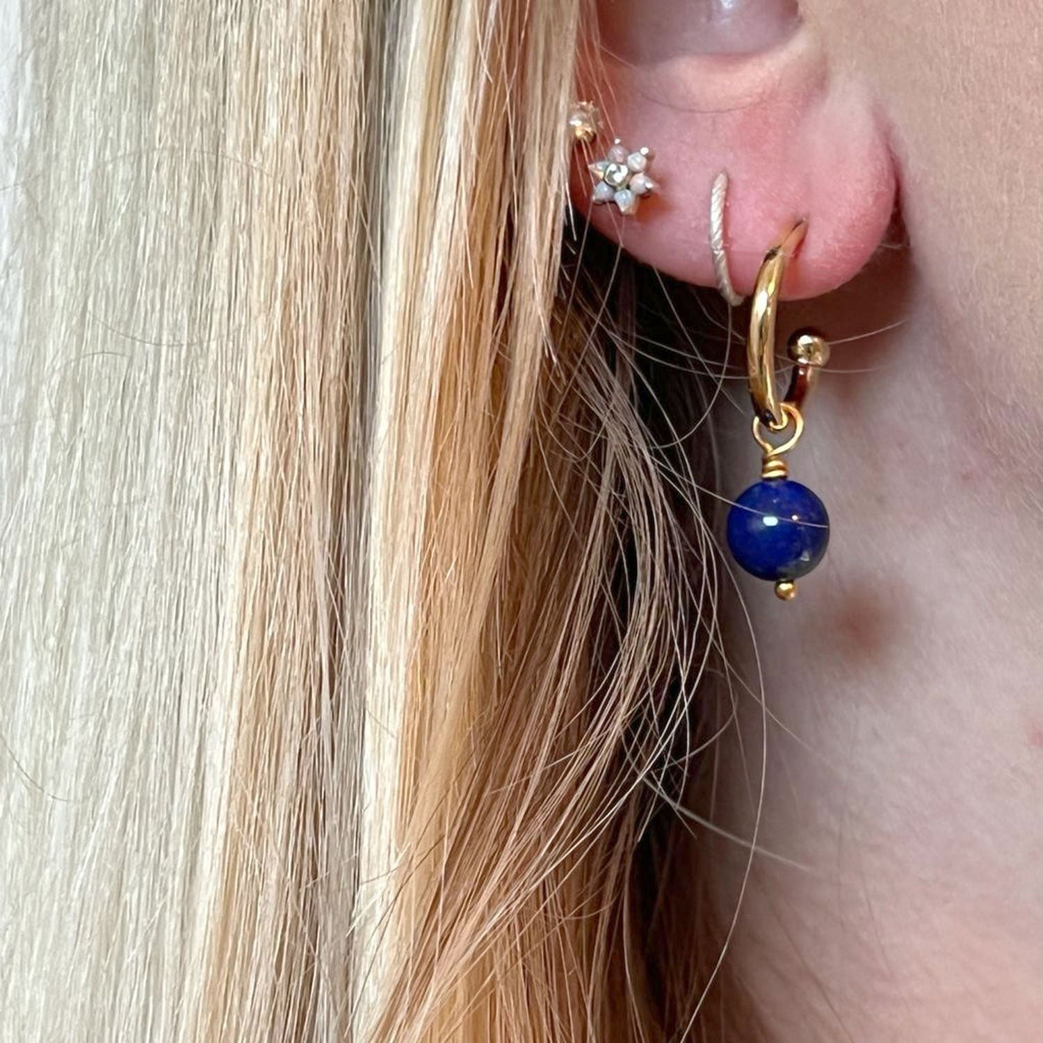 Alexa Creole Earrings Lapis Lazuli