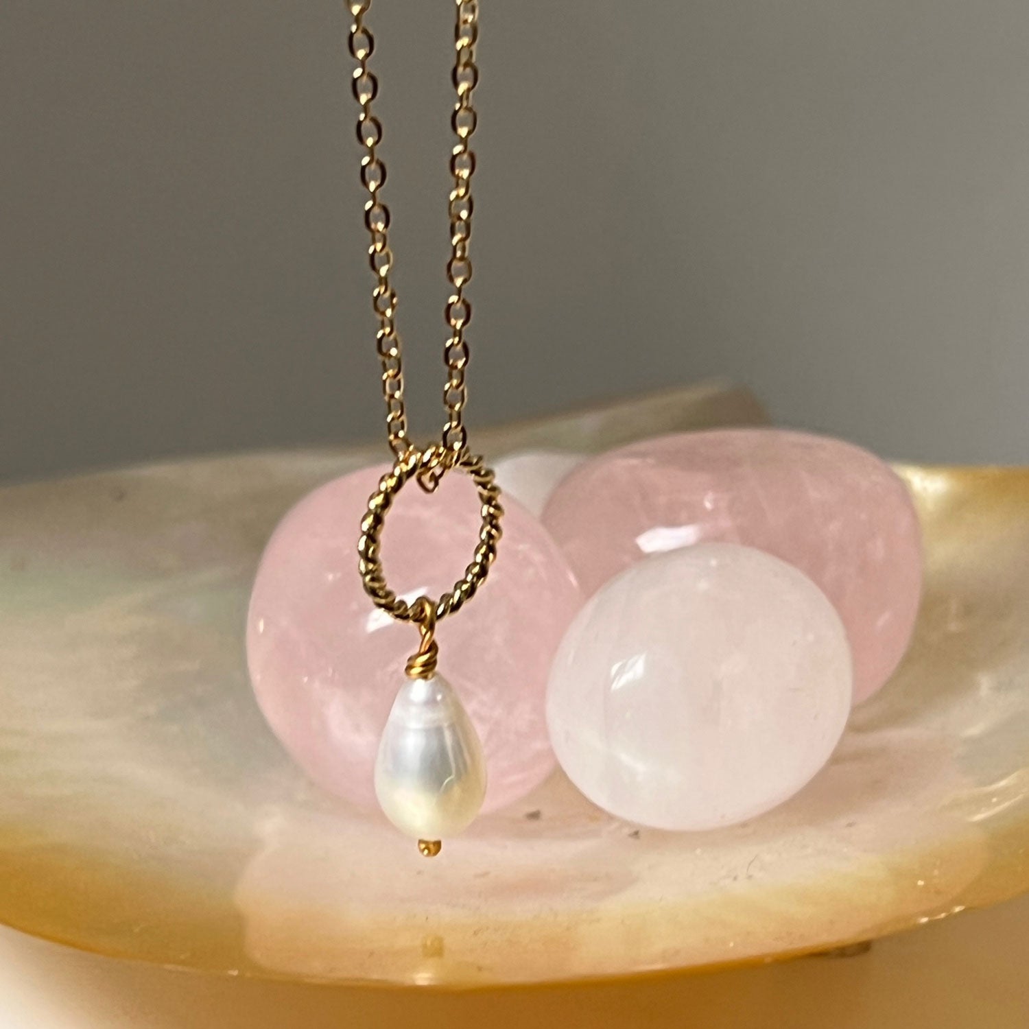 Alexis Drop Pearl Pendant on simple chain