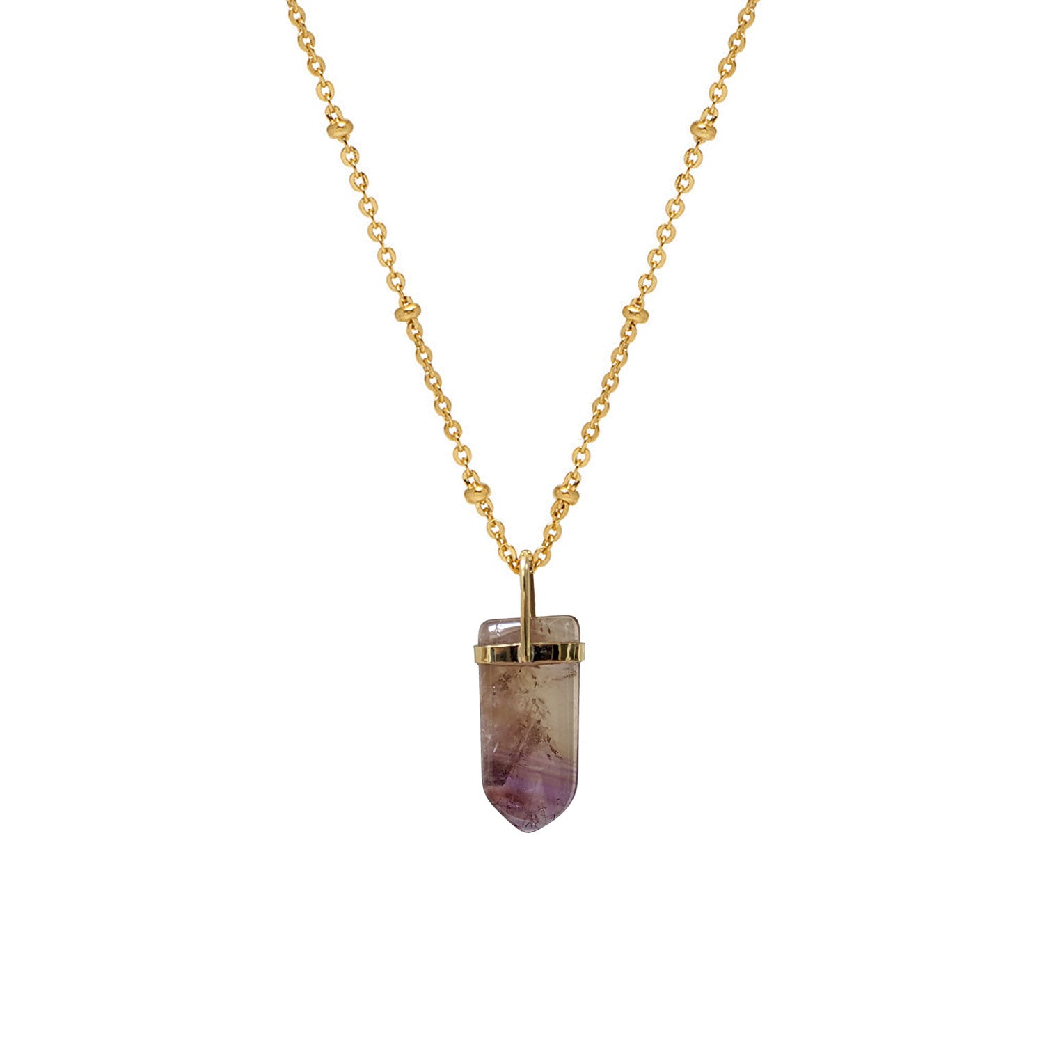 Unique Ametrine single point Pendant on Long Satellite Chain