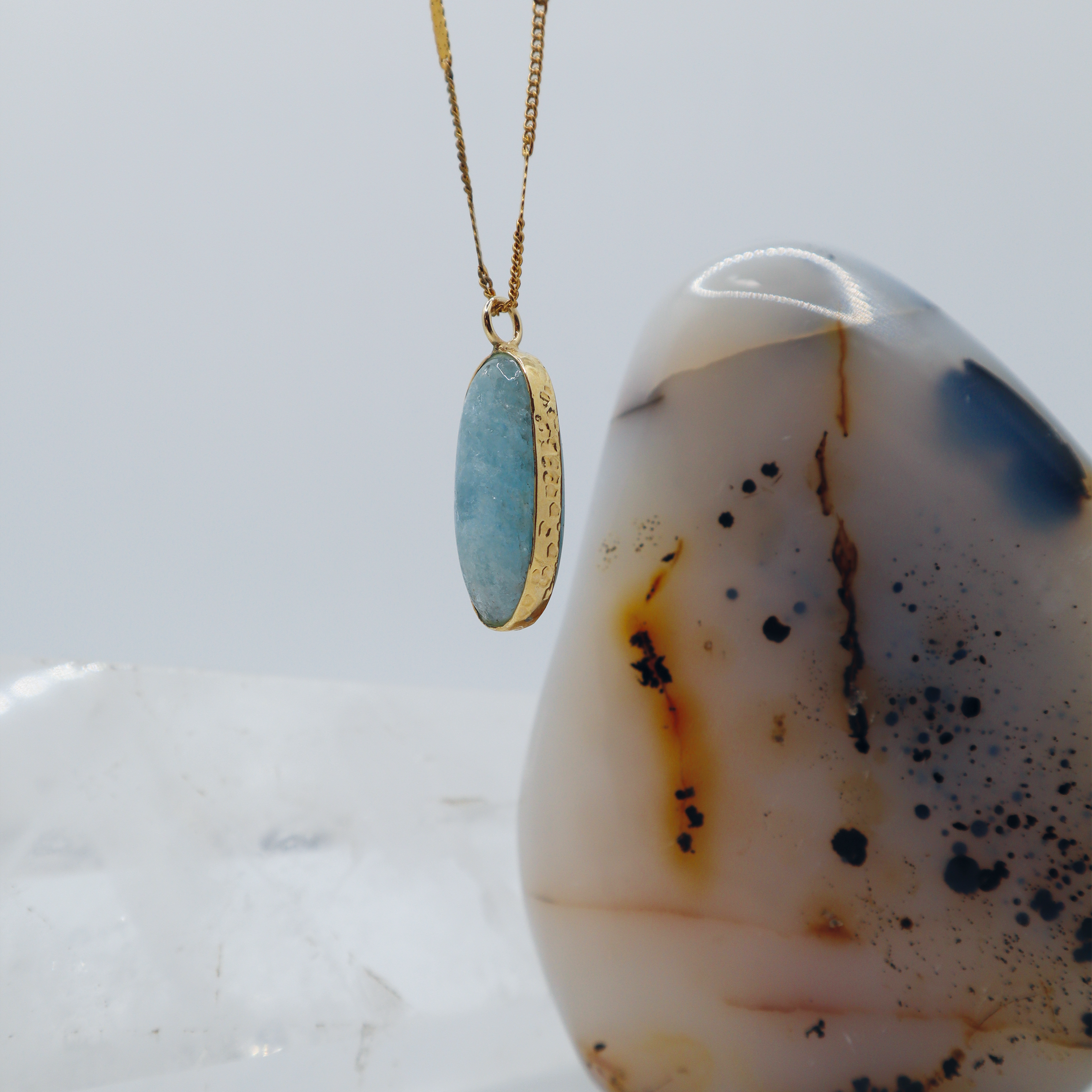 Unique Aquamarine Bezel Pendant