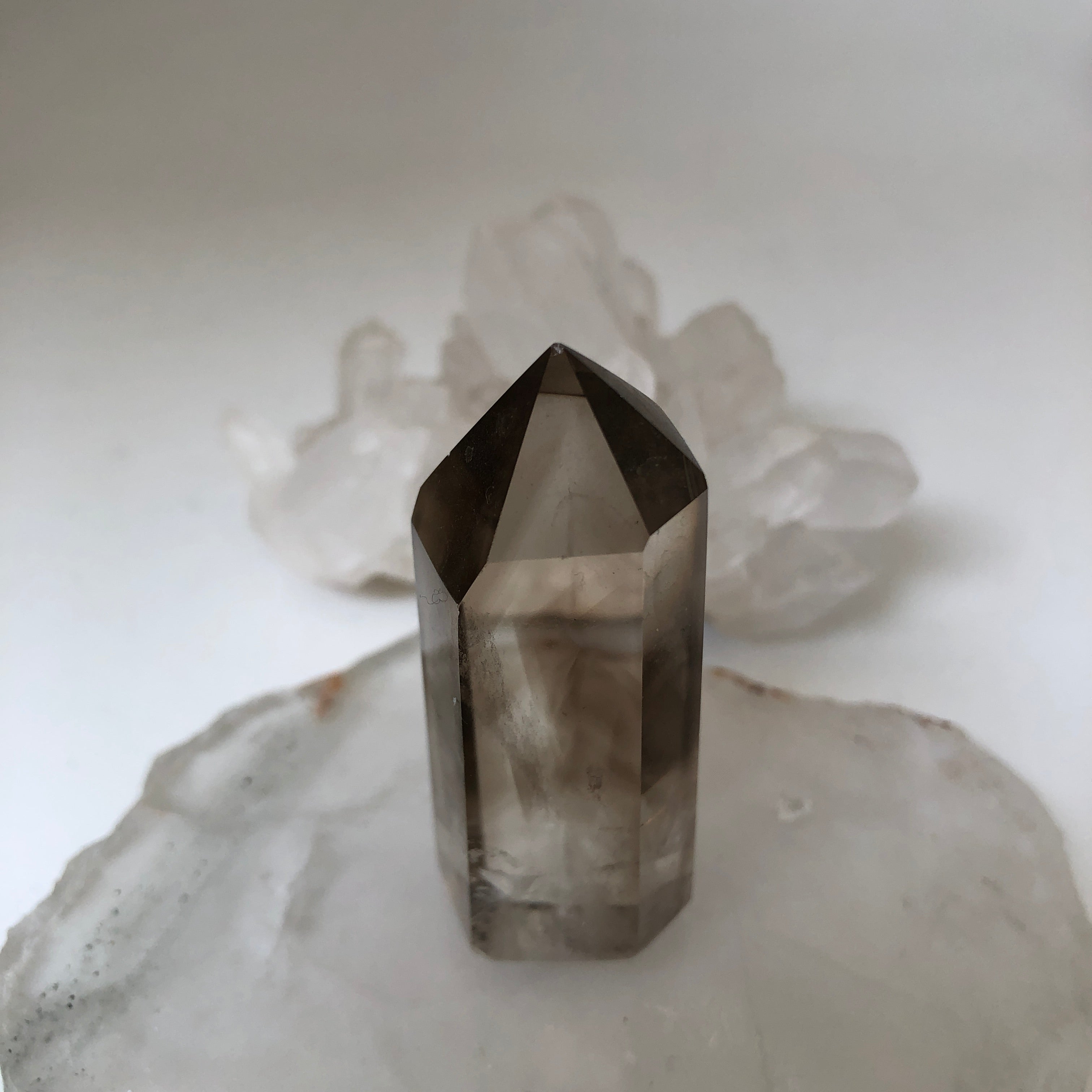 Smokey Quartz Crystal point with phantom formation