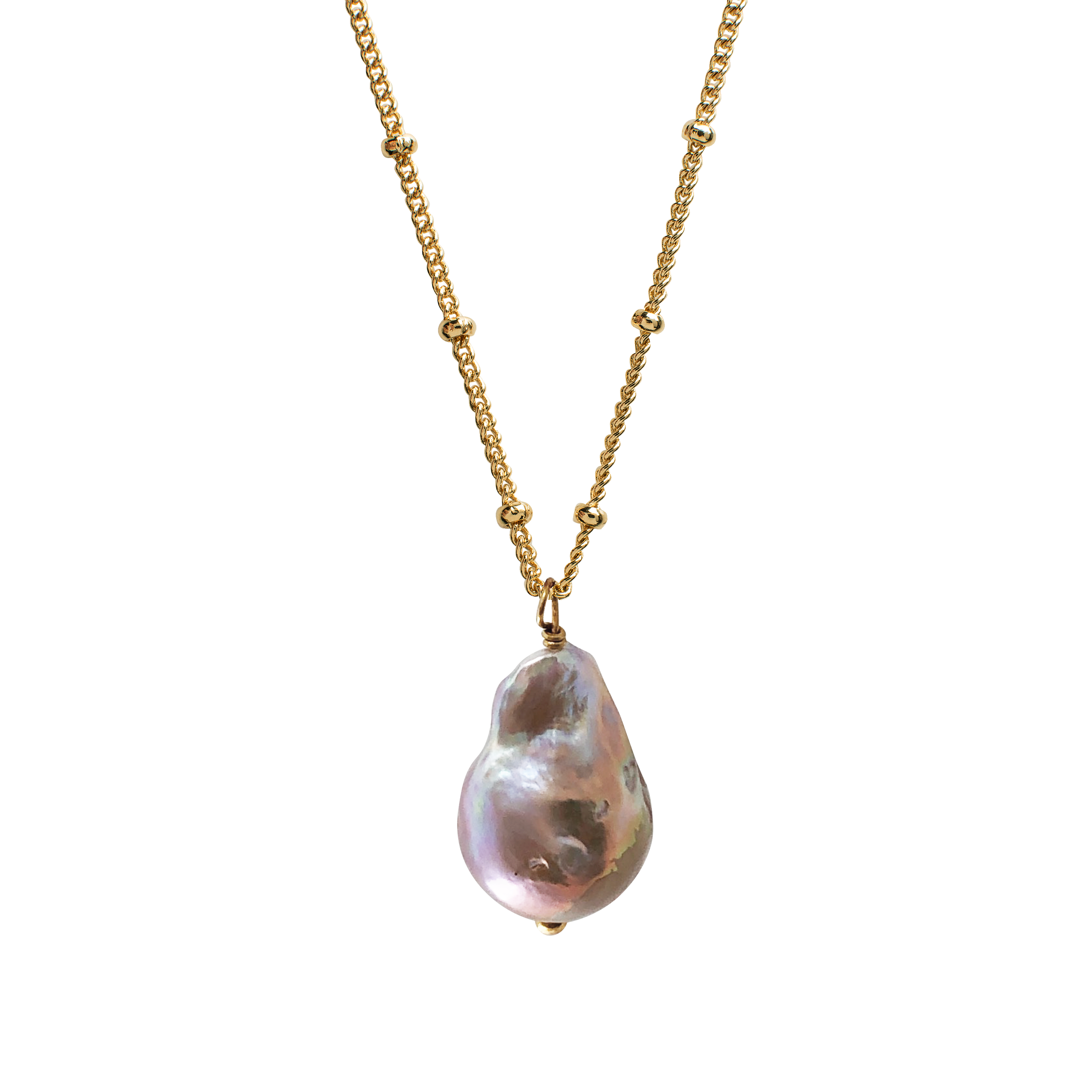 Large Baroque Pearl on Biba Chain - Mirabelle Jewellery