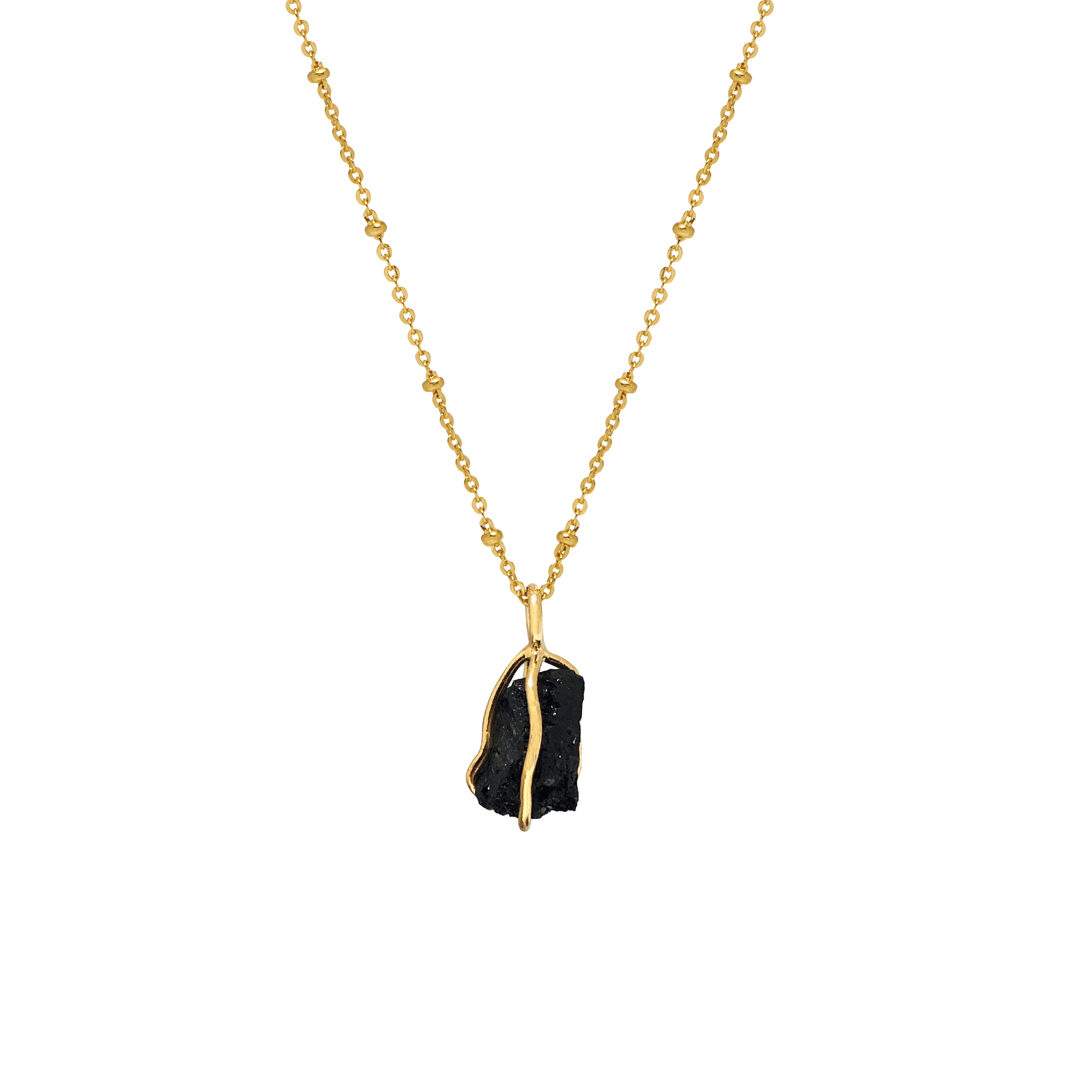 Black Tourmaline Pendant Raw Crystal Necklace