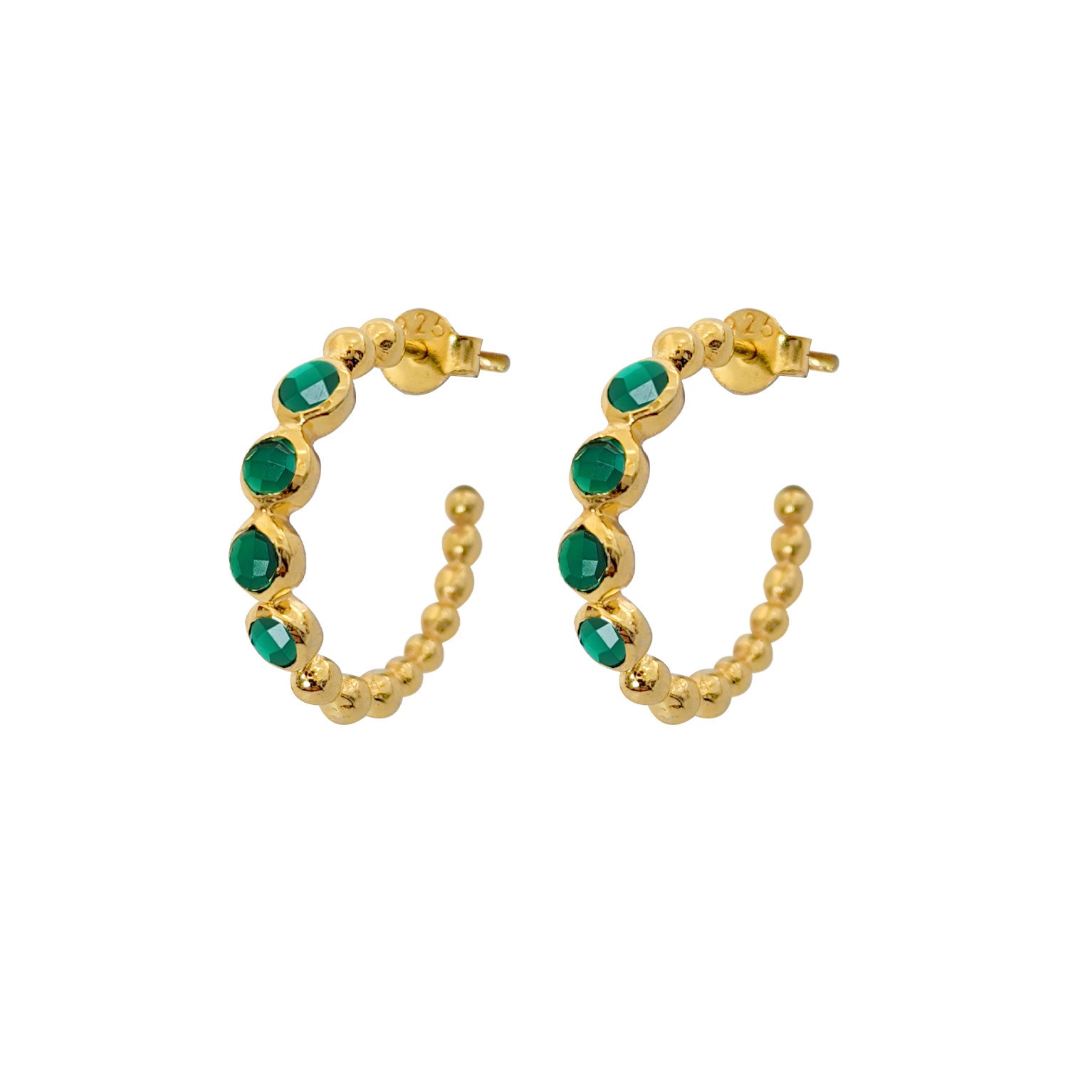 Bubble Green Onyx Earrings Vermeil