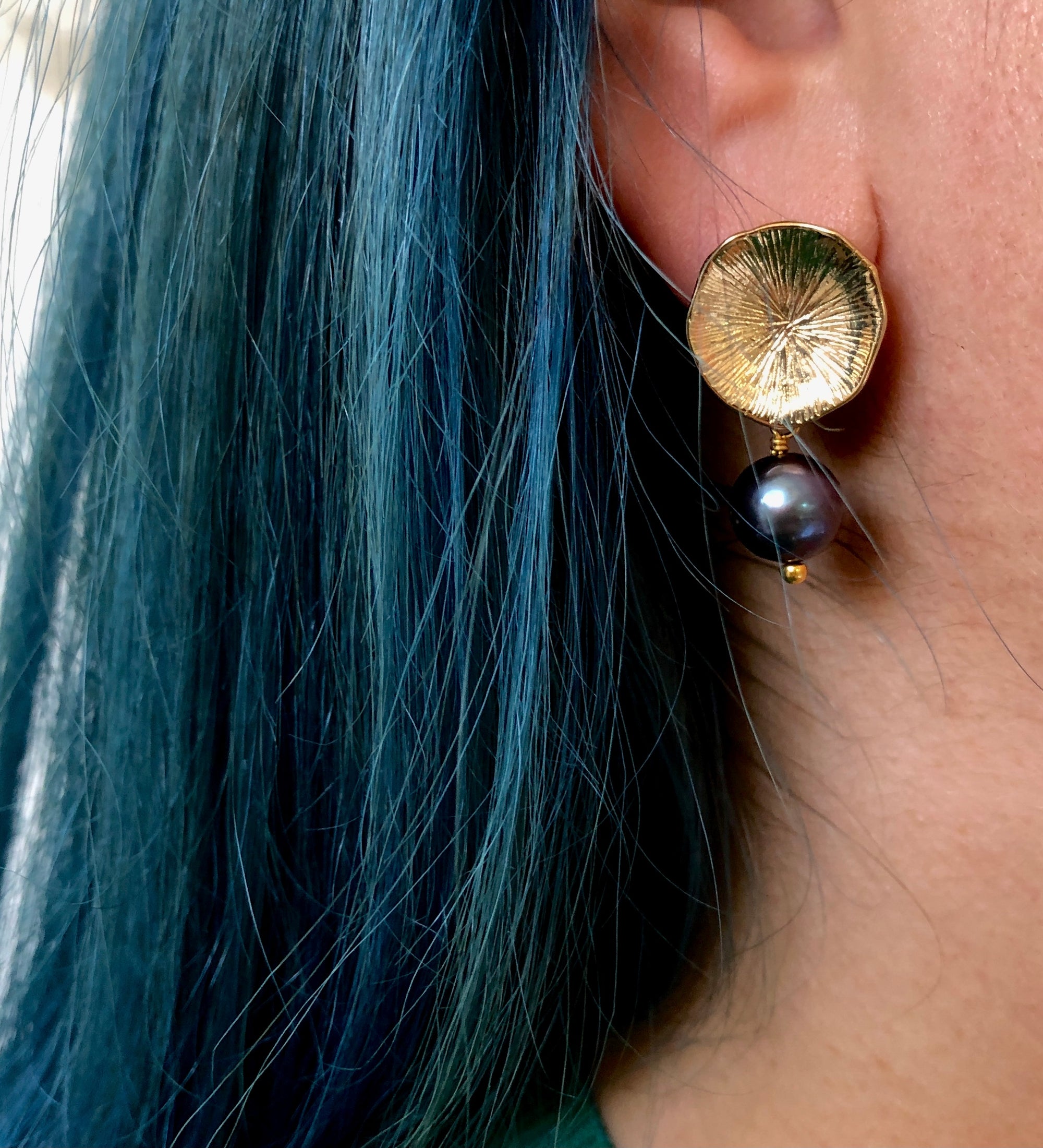 Flower Coral Earrings with Peacock Pearl