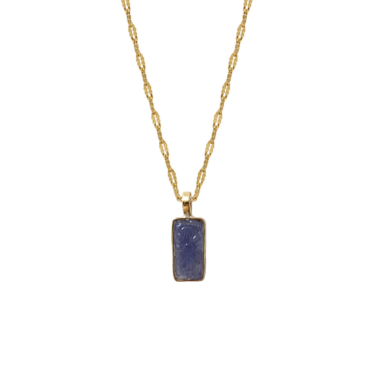 Carved Iolite Pendant On Magali chain