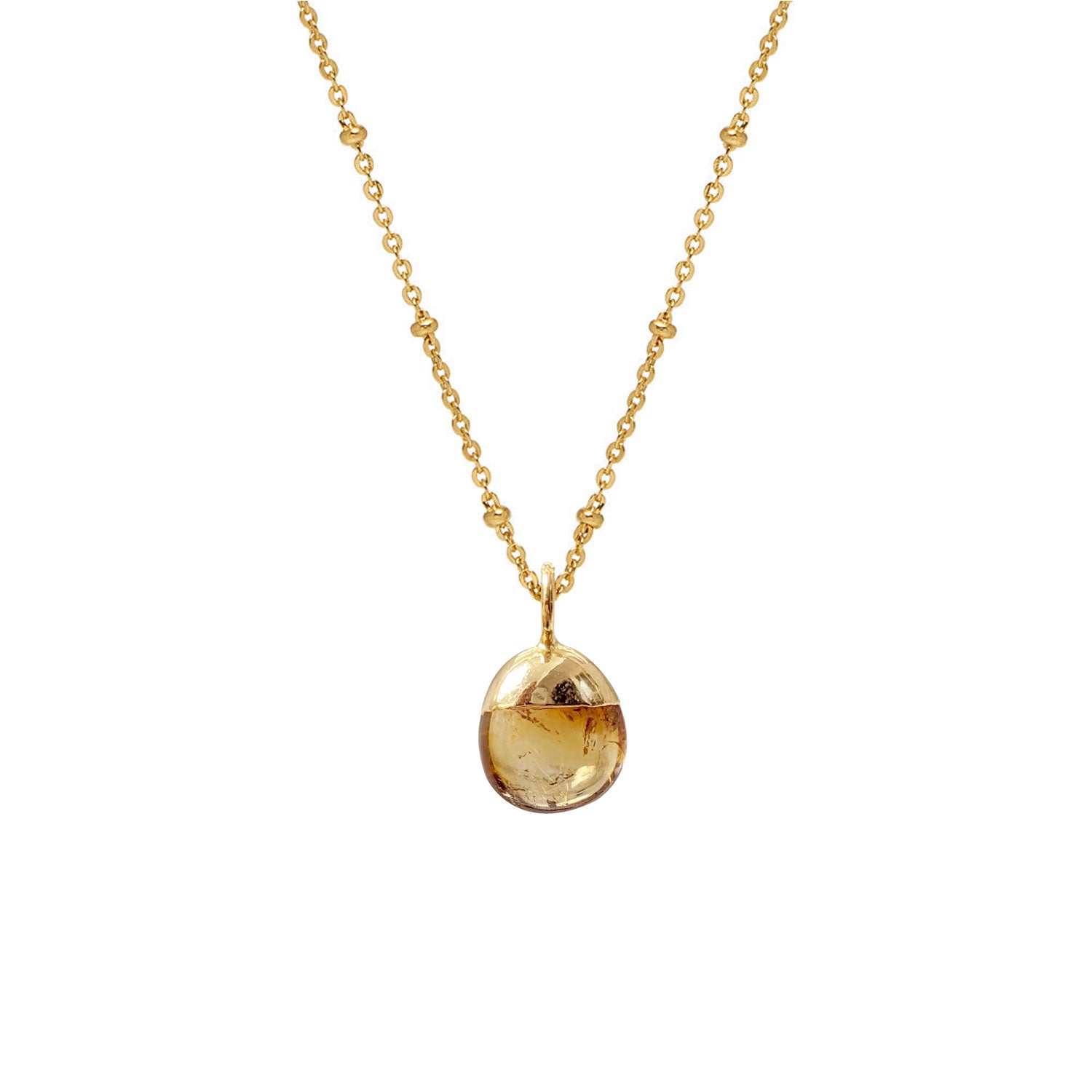 Mini Pebble Pendant Citrine on Satellite chain