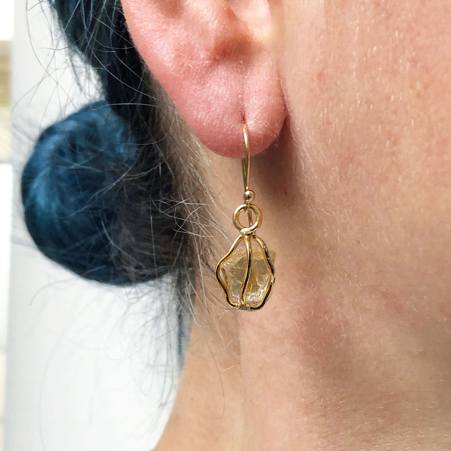 Citrine Raw In Cage Earrings